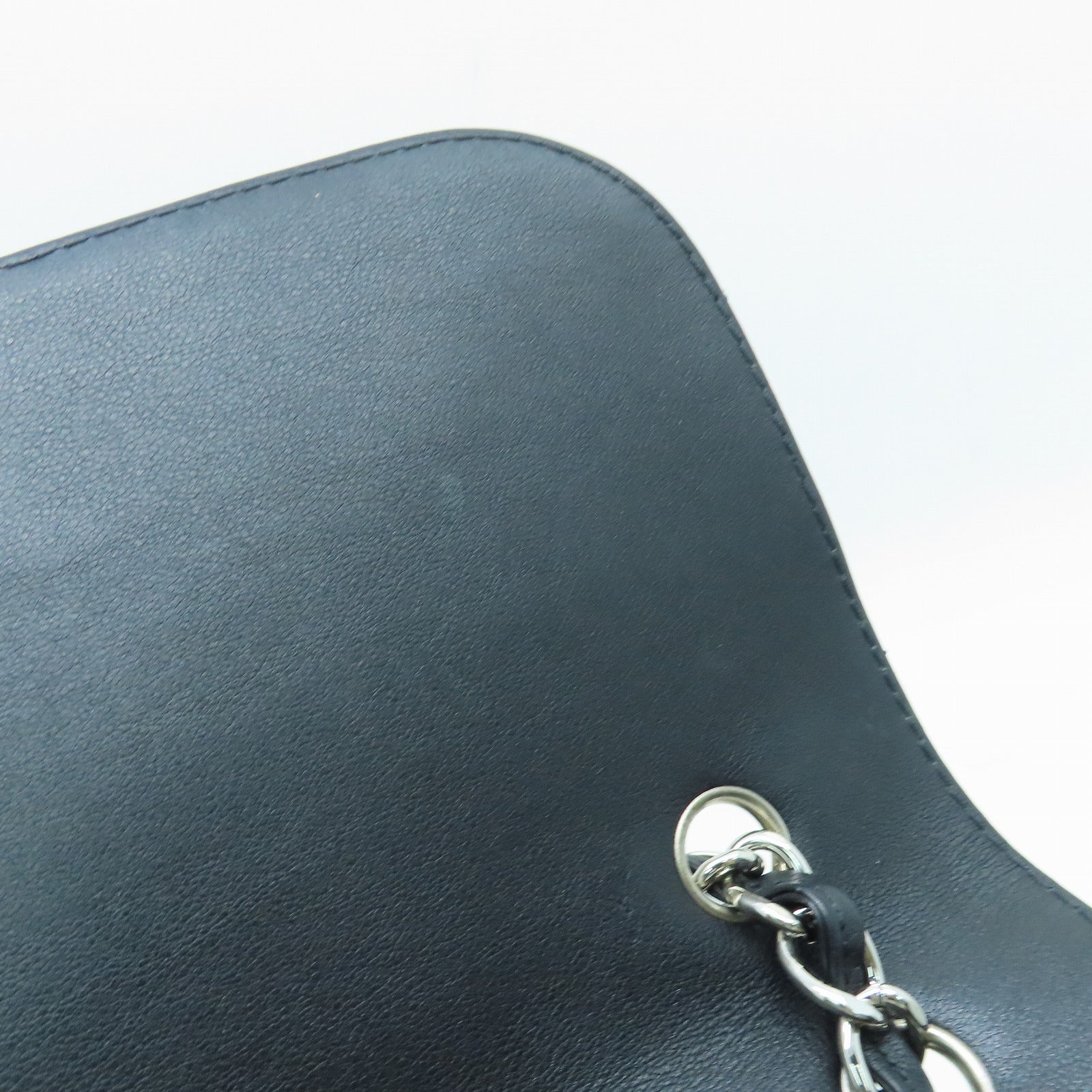 CHANEL 菱格羊皮皮革Shoulder Bag银扣链带手挽肩背两用袋黑色