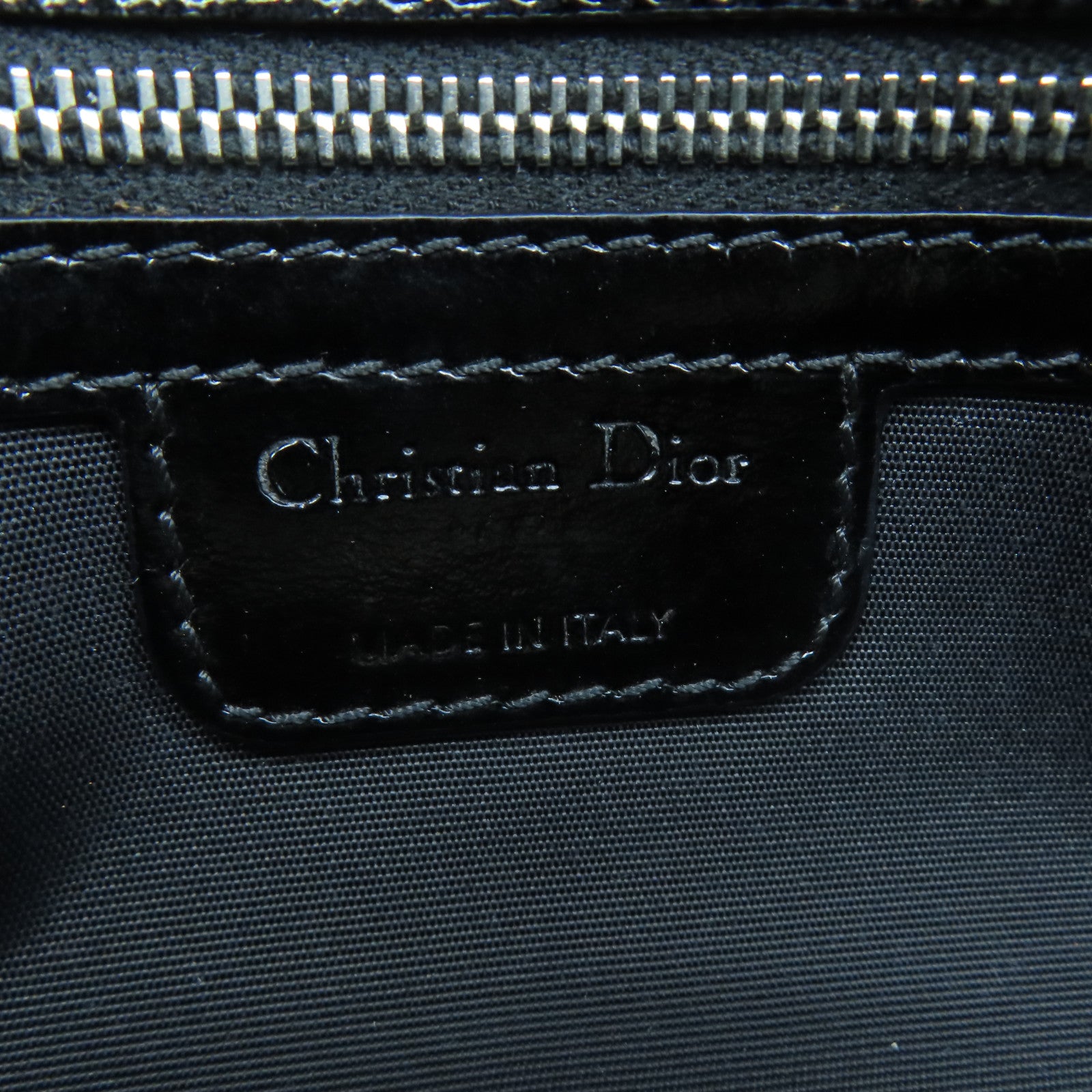 Dior 漆皮皮革Rendez-Vous Flap Bag银扣链带肩背袋黑色