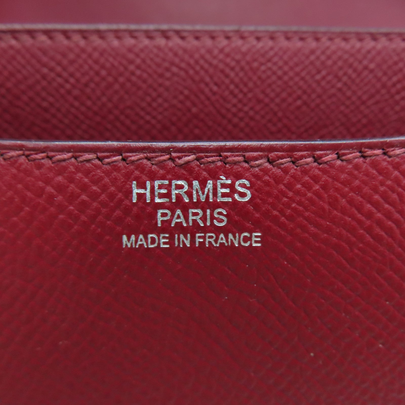 HERMES Epsom皮革Constance 24银扣肩背袋Rouge Grenade/红色