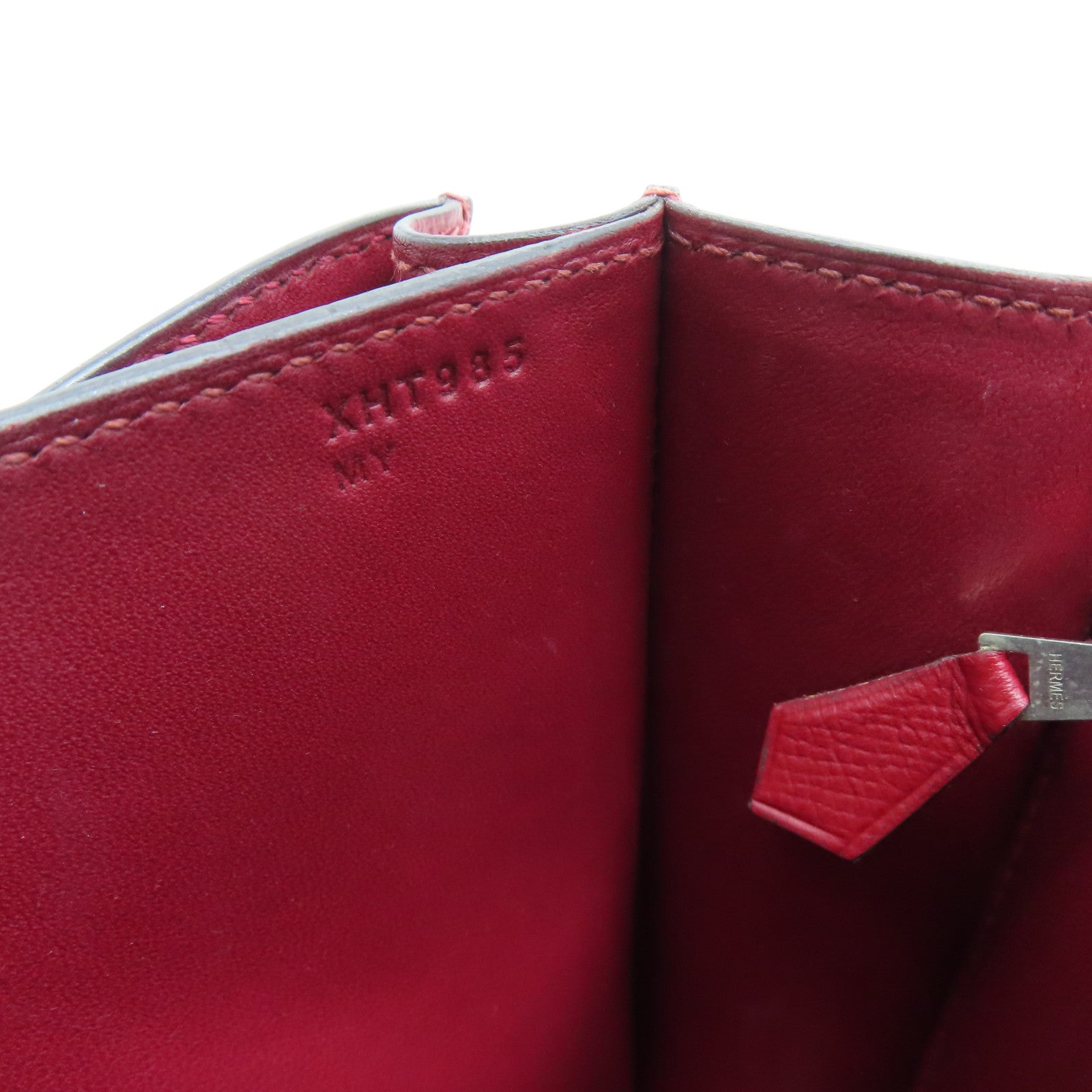HERMES Epsom皮革Constance 24银扣肩背袋Rouge Grenade/红色