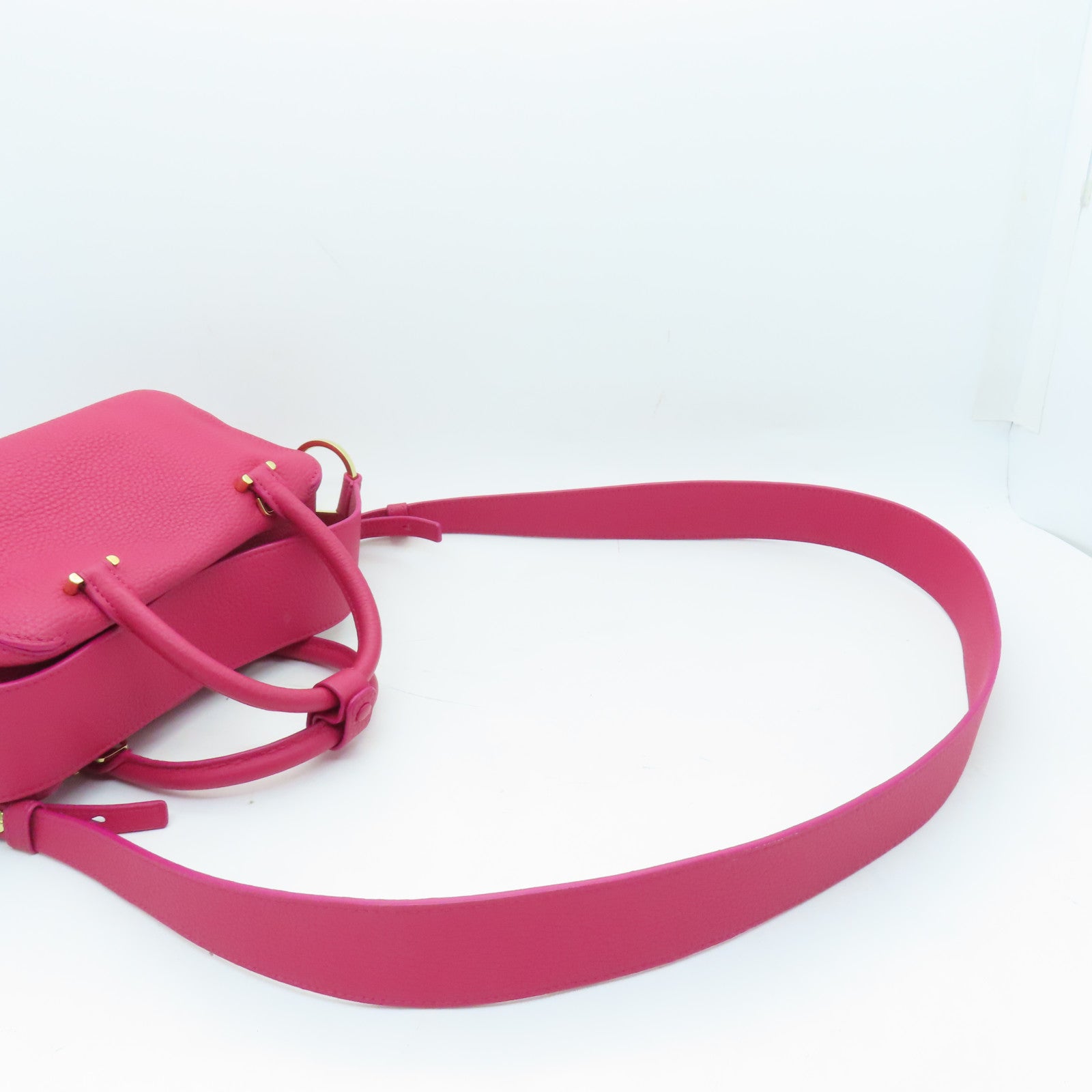 Delvaux 【激減優惠】牛皮皮革2way Shoulder Bag金扣手挽肩背兩用袋粉紅色
