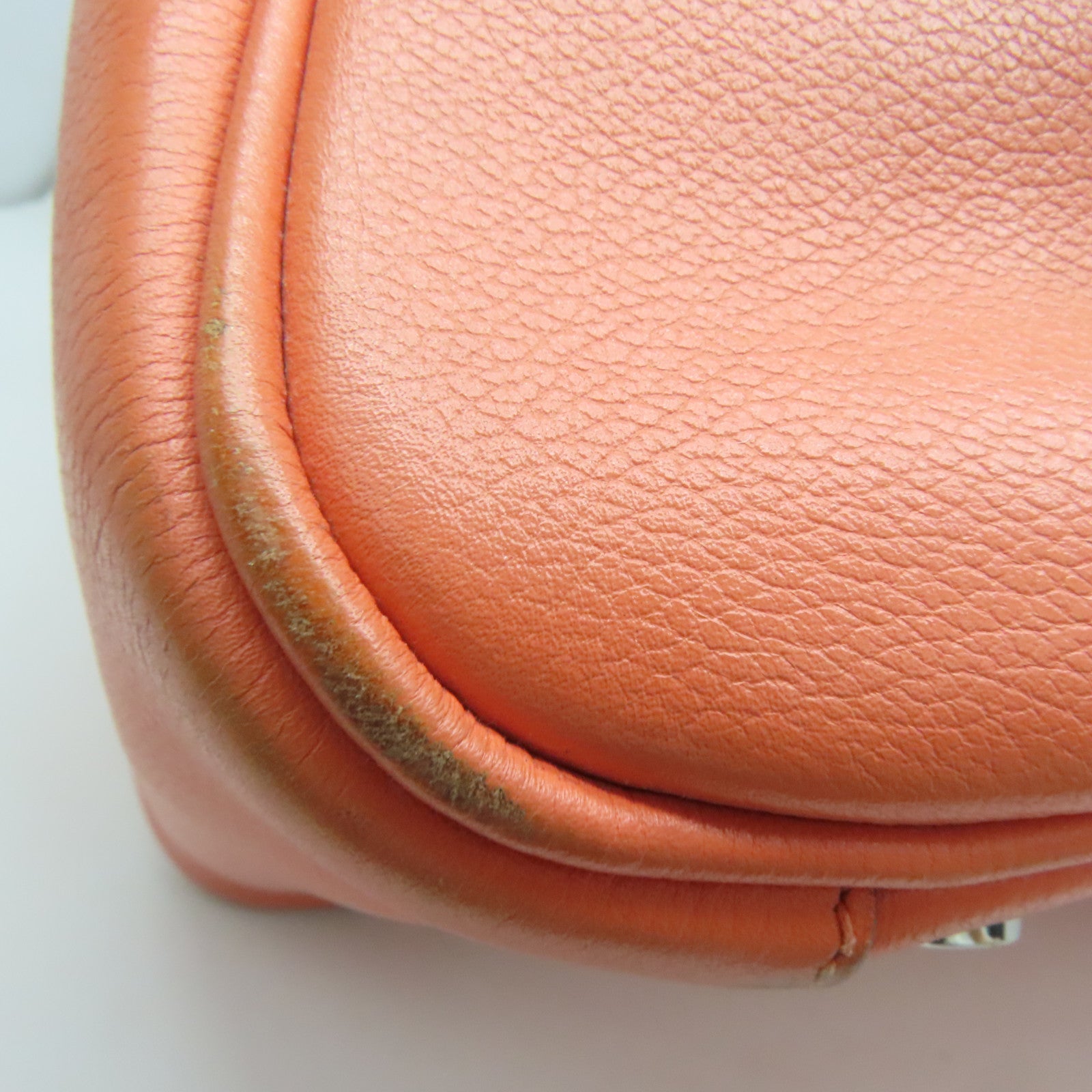 HERMES Evercolor皮革Lindy 34银扣手挽肩背两用袋橙色