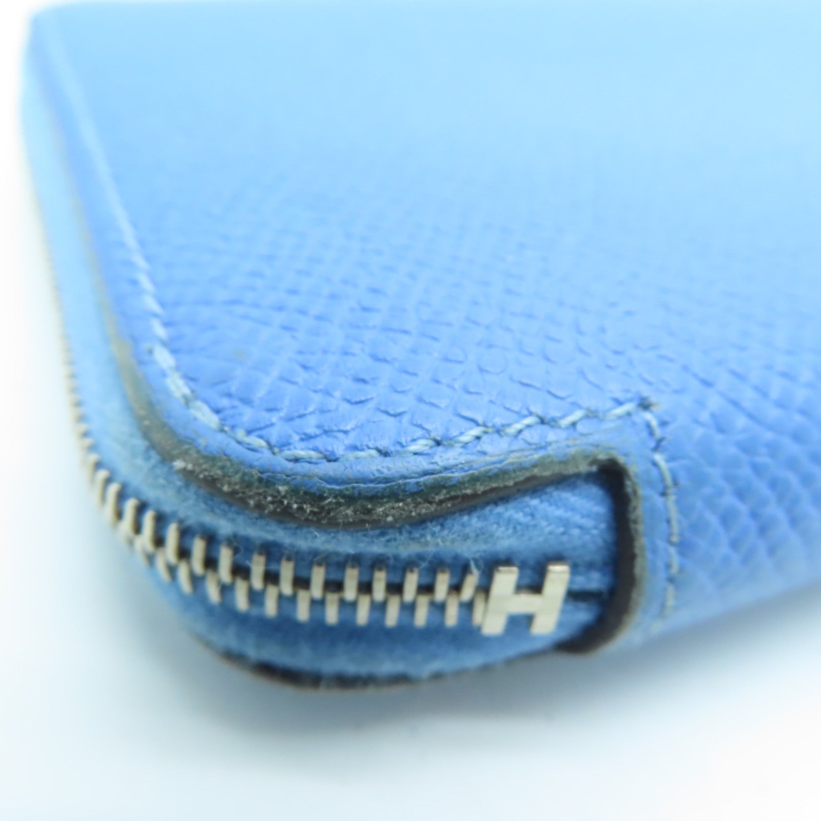 HERMES 【激减优惠】Epsom皮革Long Wallet银扣长钱包蓝色