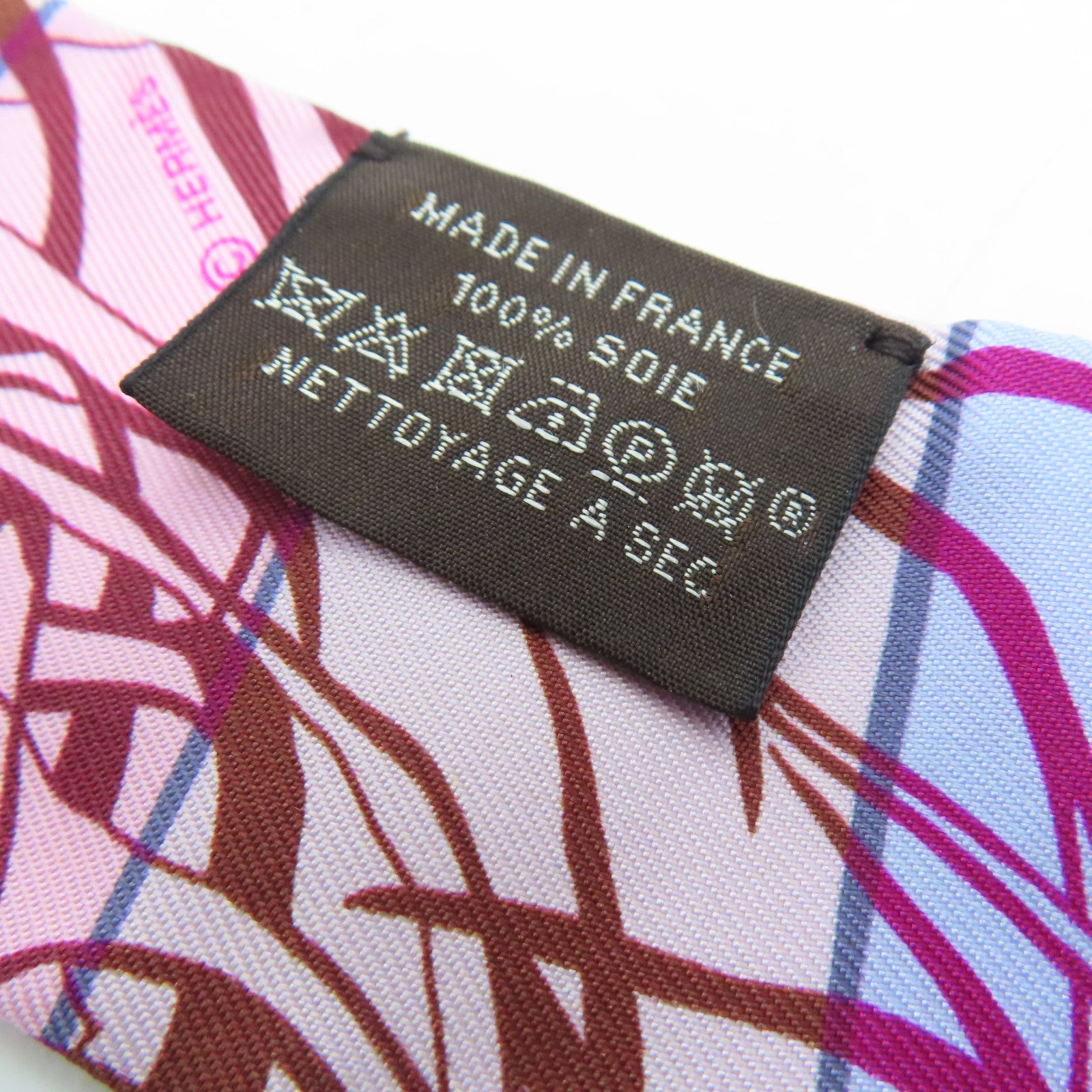 HERMES Silk Twilly Scarf Pink/Blue