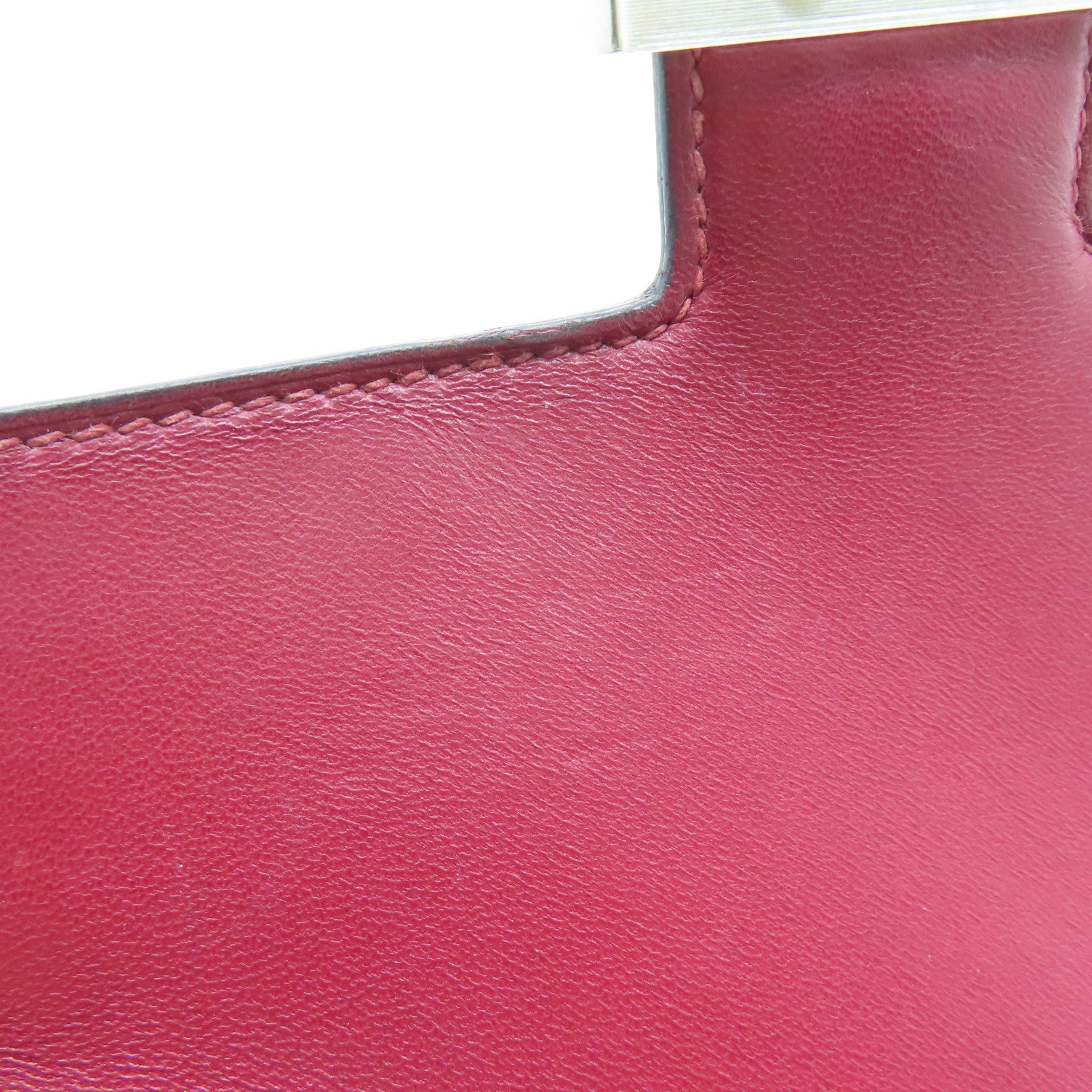 HERMES Epsom皮革Constance 24银扣肩背袋Rouge Grenade/红色