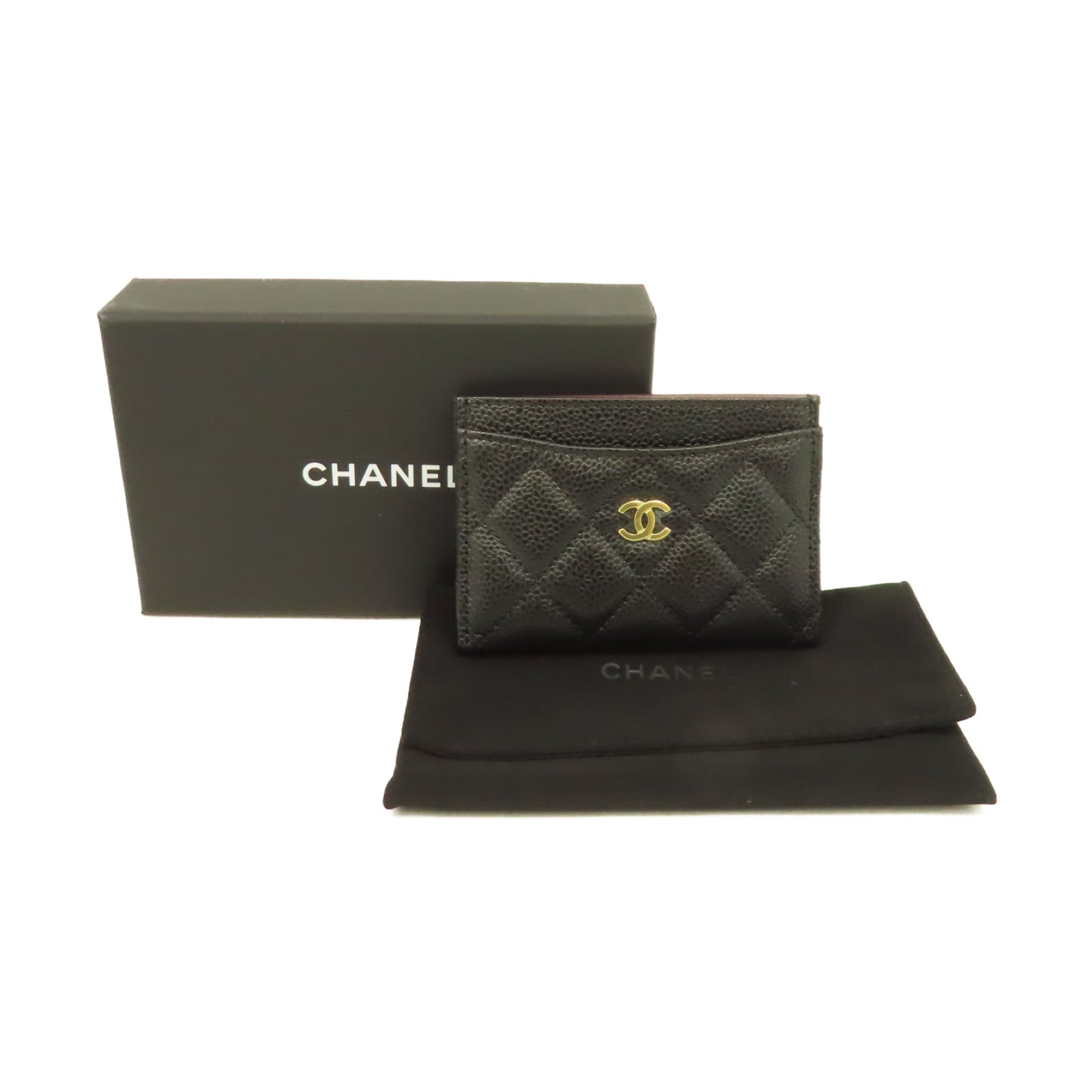 CHANEL 菱格Caviar皮革Card Case卡片套黑色