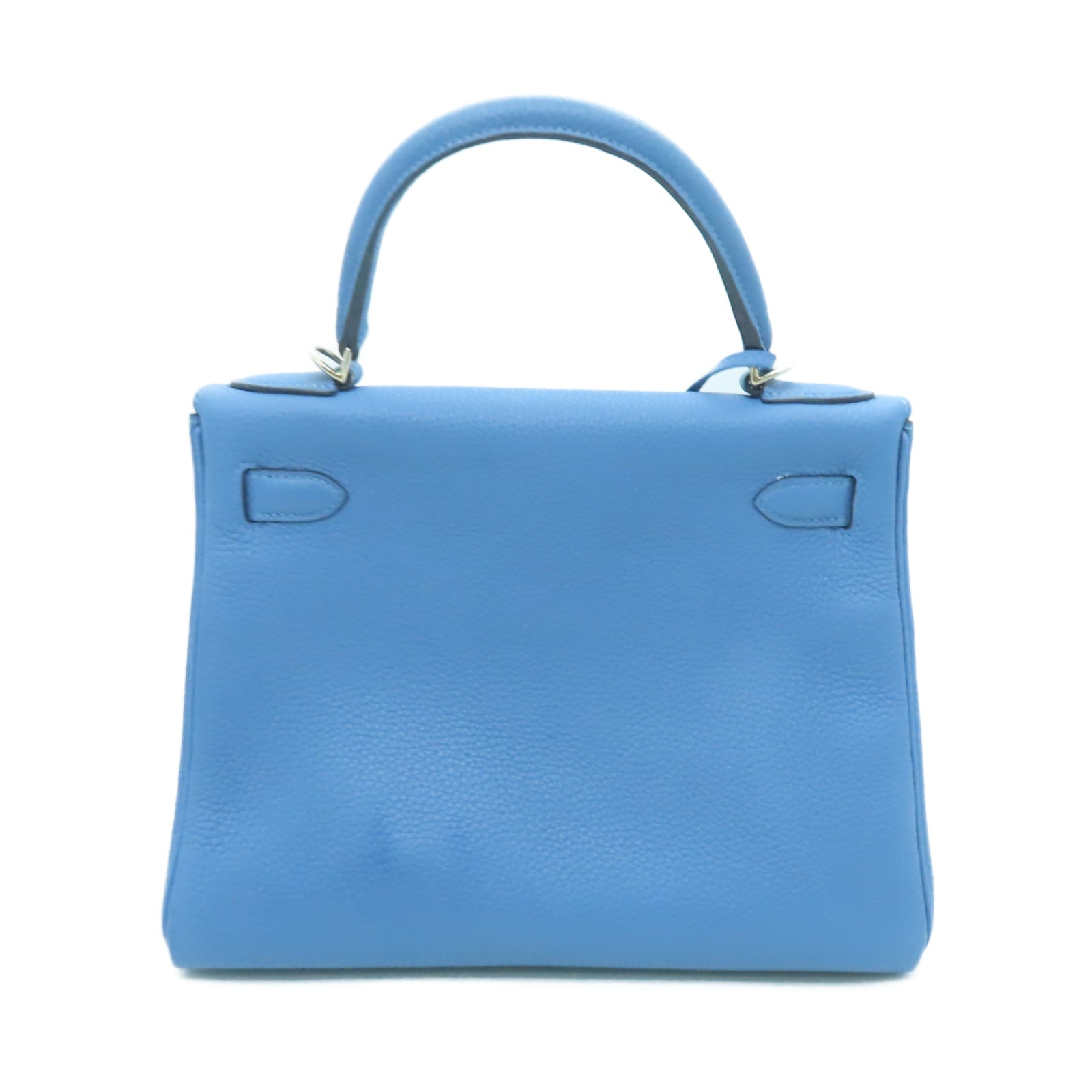 HERMES 【激減優惠】Togo皮革Kelly 28銀扣手挽肩背兩用袋藍色