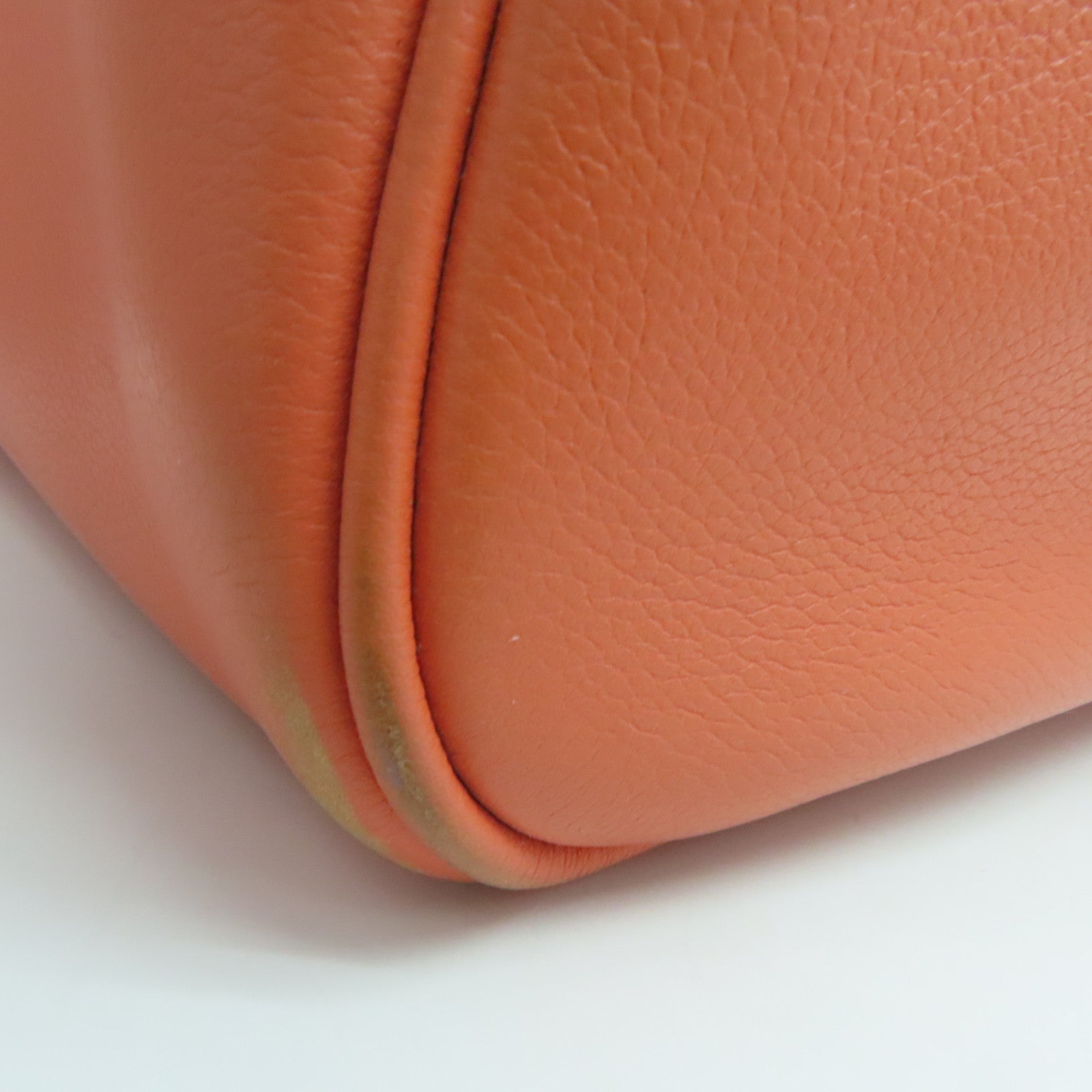 HERMES Evercolor皮革Lindy 34银扣手挽肩背两用袋橙色