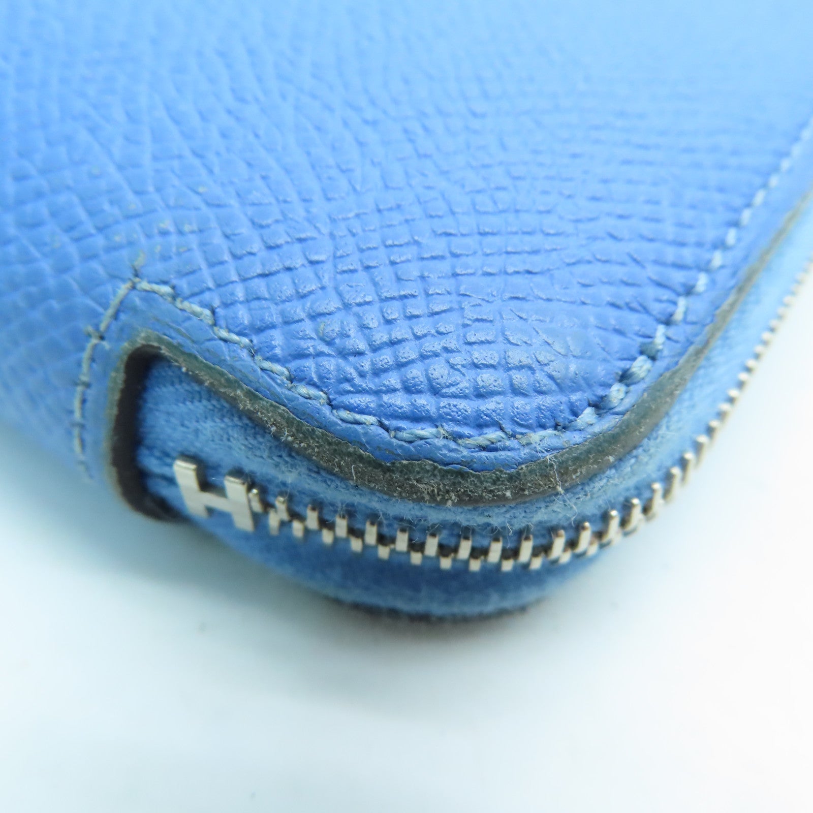 HERMES 【激减优惠】Epsom皮革Long Wallet银扣长钱包蓝色