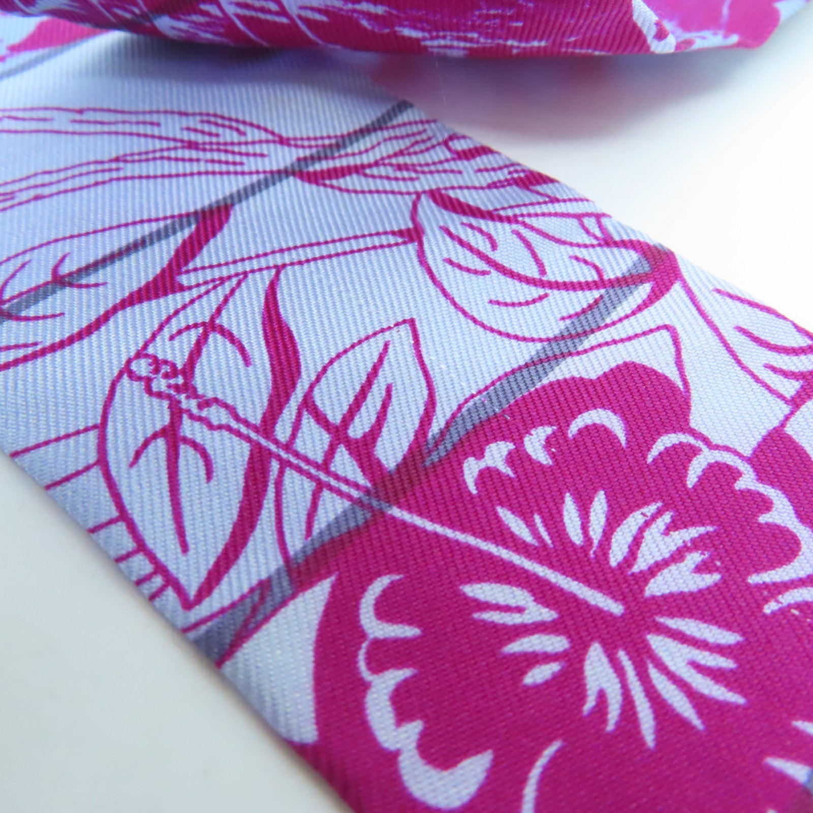 HERMES Silk Twilly Scarf Pink/Blue