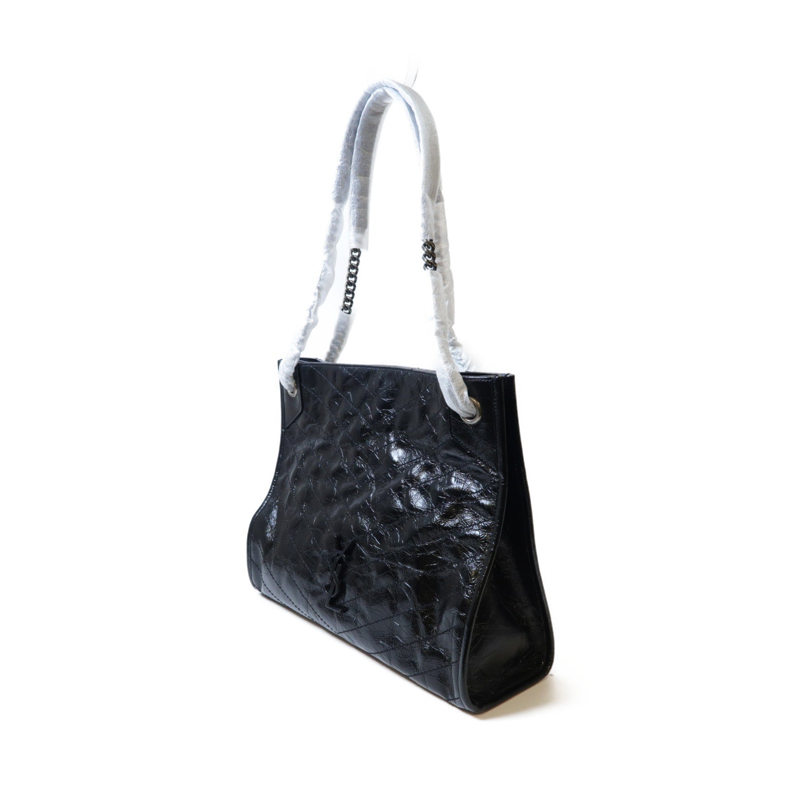 SAINT LAURENT 牛皮皮革Niki銀扣肩背袋黑色