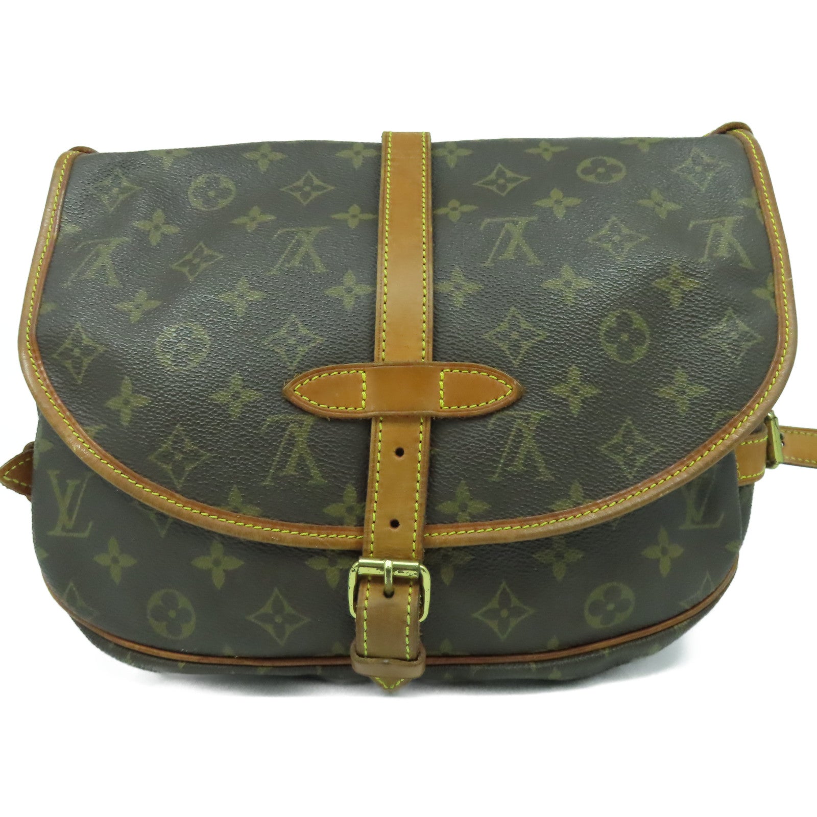 LOUIS VUITTON Monogram Saumur 30金扣肩背袋啡色