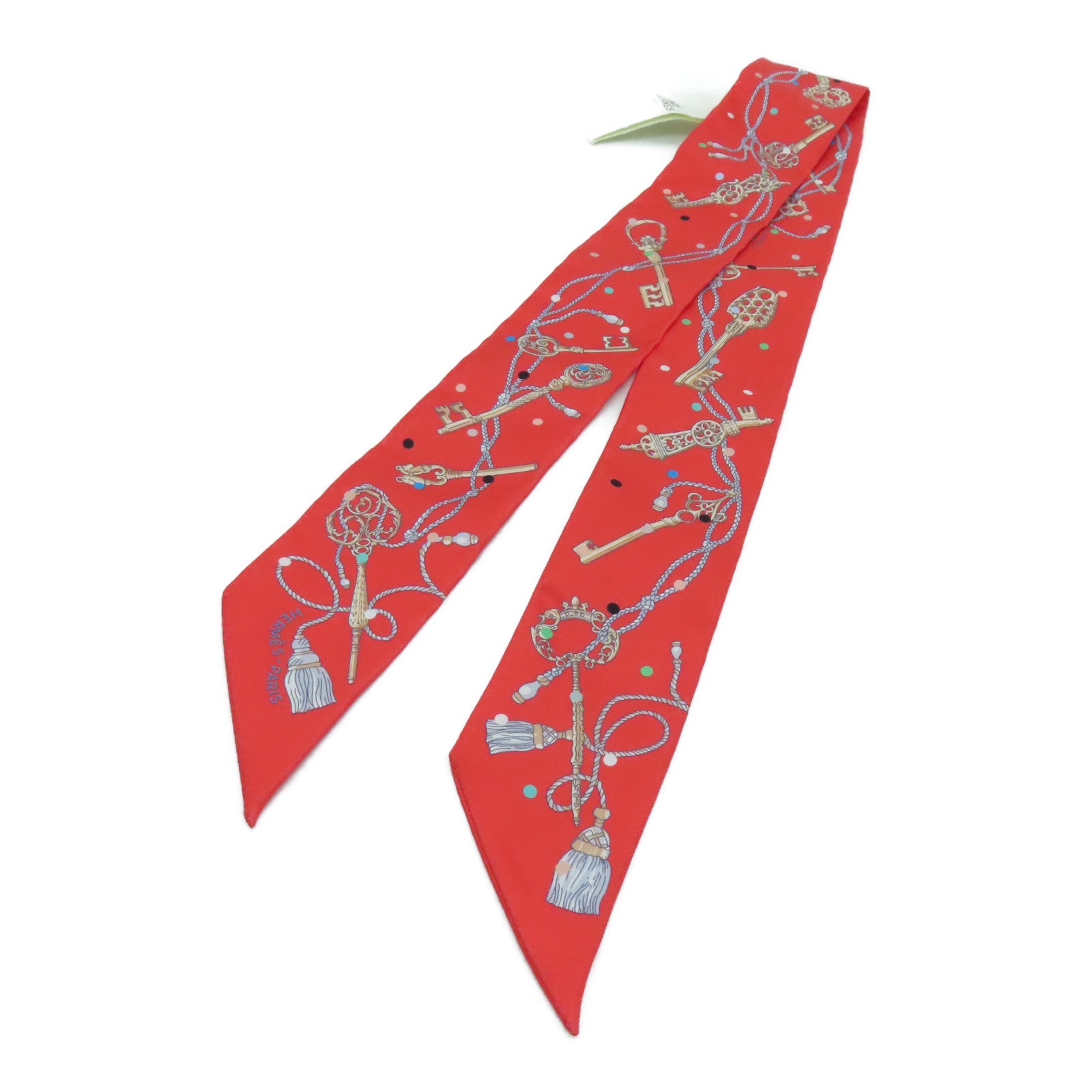 HERMES Silk Twilly Scarf Red