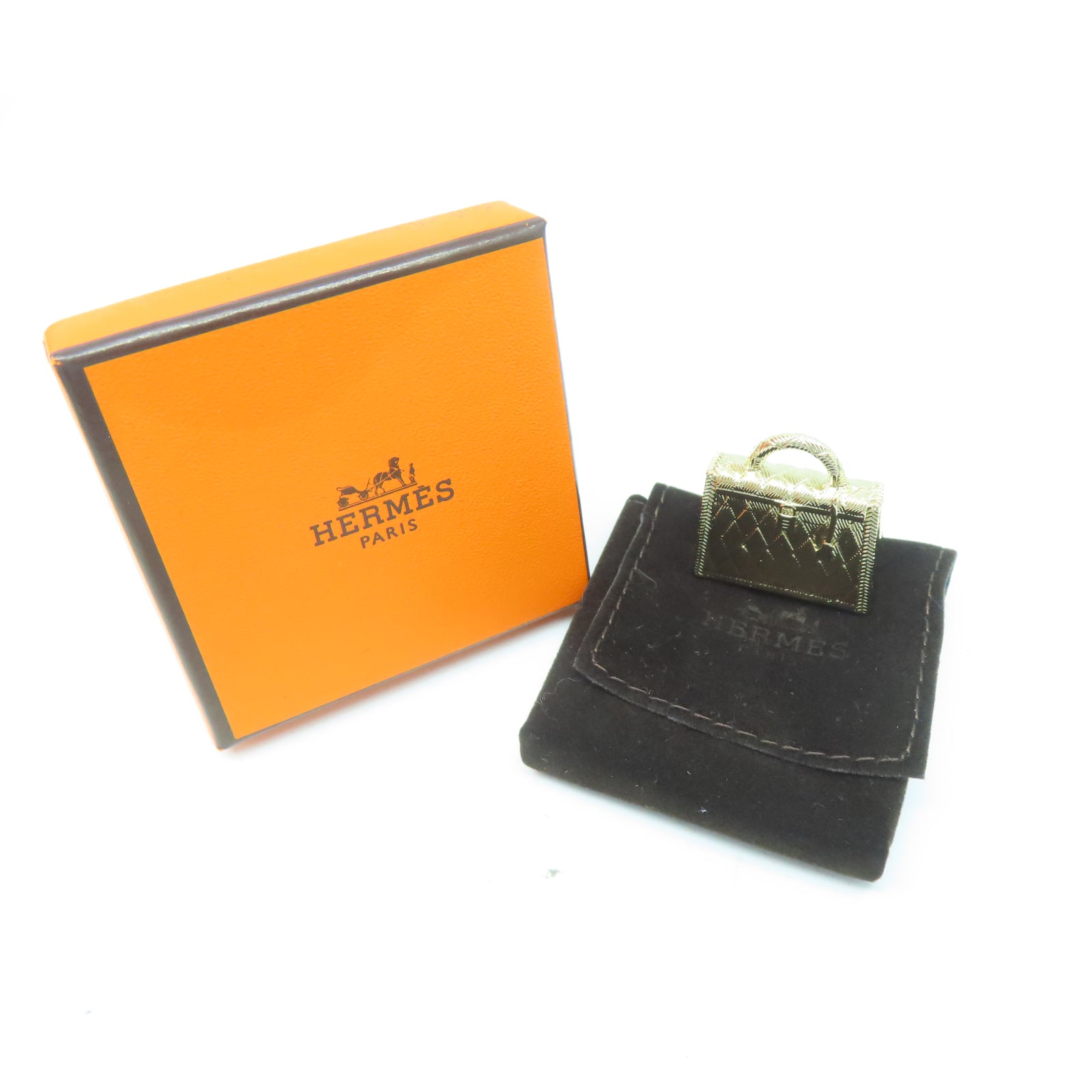HERMES 【激減優惠】金屬Curiosite Kelly Guilloche Charm掛飾/吊墜金色