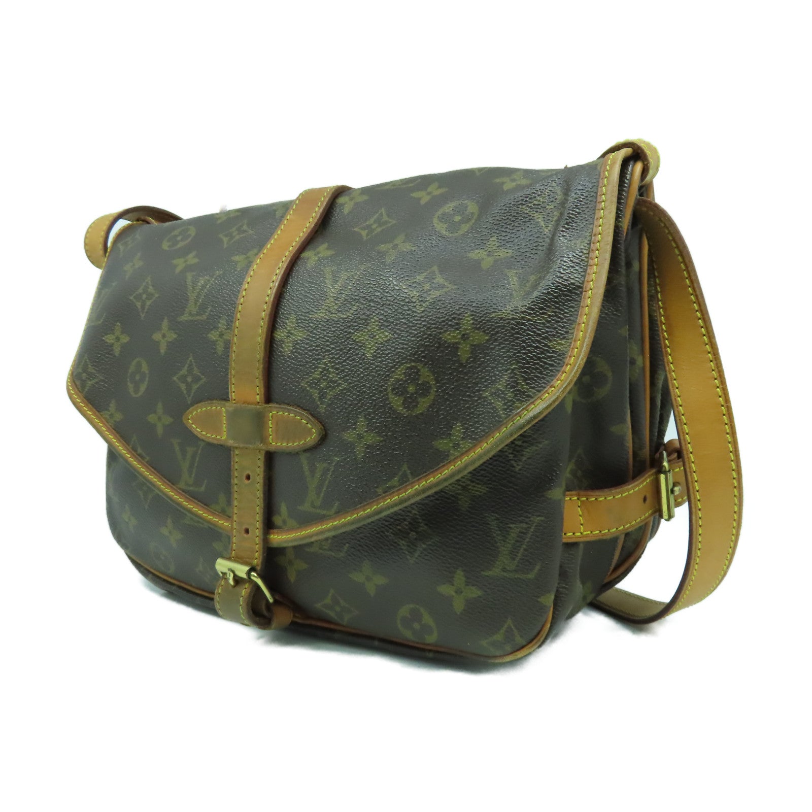LOUIS VUITTON Monogram Saumur 30金扣肩背袋啡色