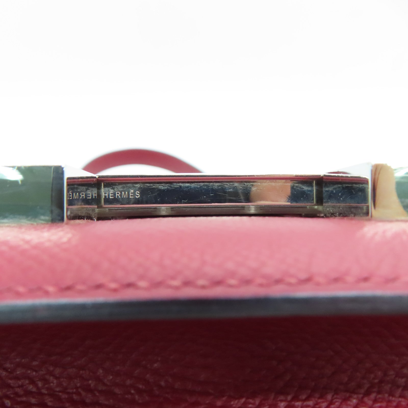 HERMES Epsom皮革Constance 24银扣肩背袋Rouge Grenade/红色