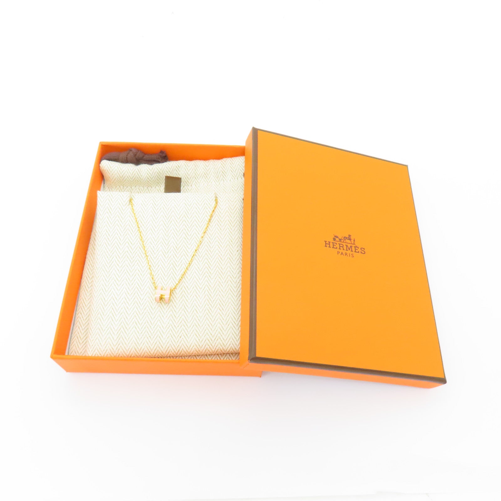 HERMES 金屬Mini Pop H Necklace項鍊粉紅色/金色