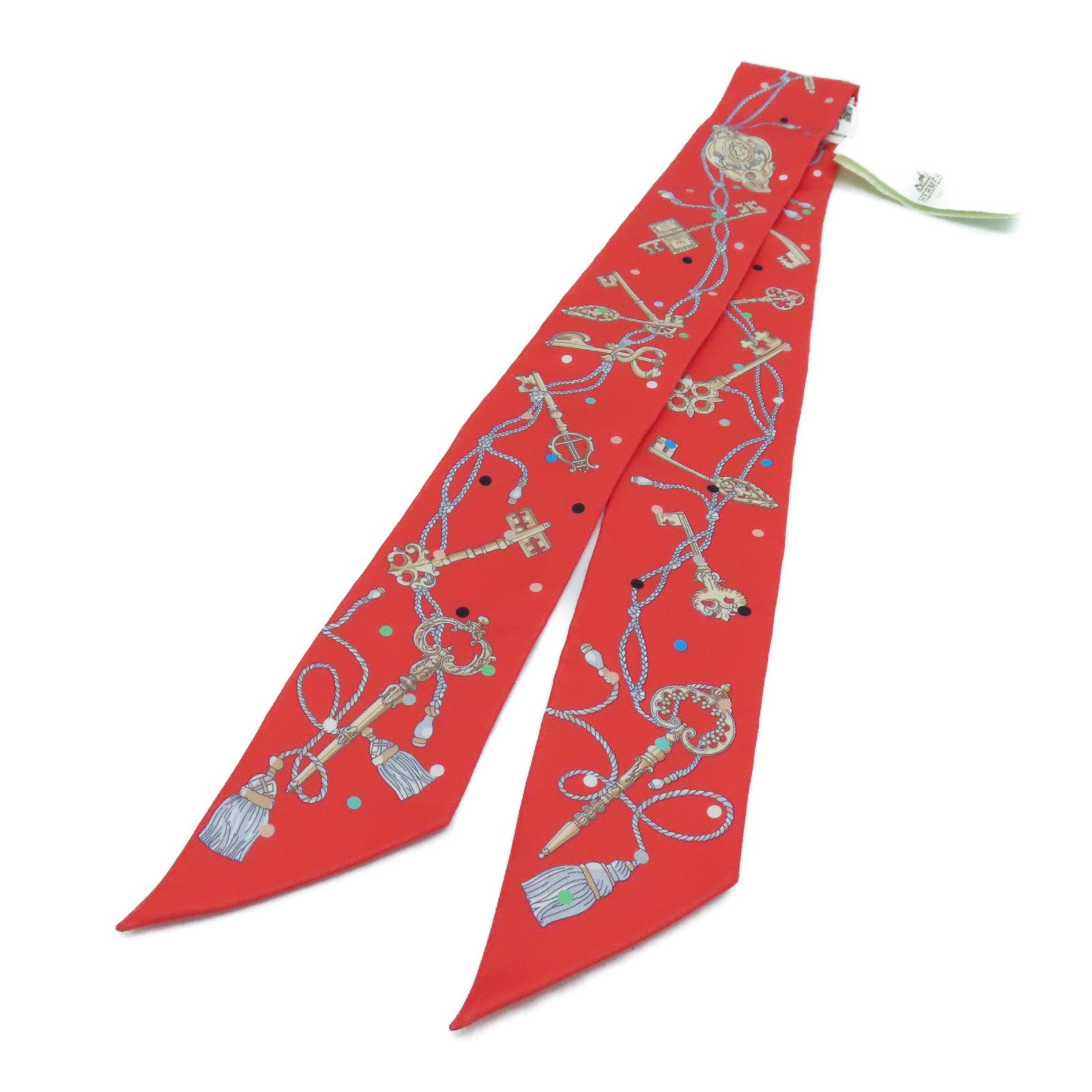 HERMES Silk Twilly Scarf Red