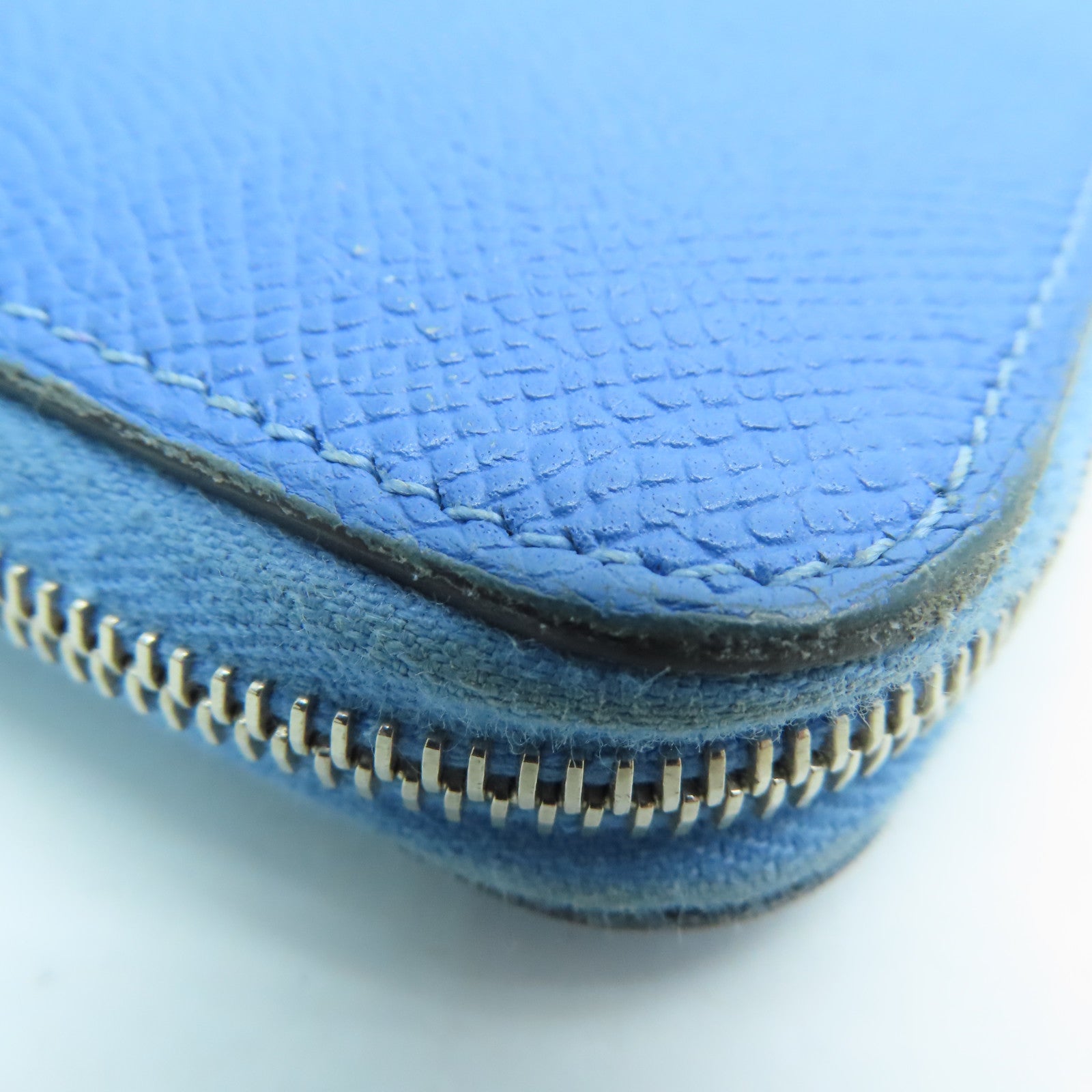 HERMES 【激减优惠】Epsom皮革Long Wallet银扣长钱包蓝色