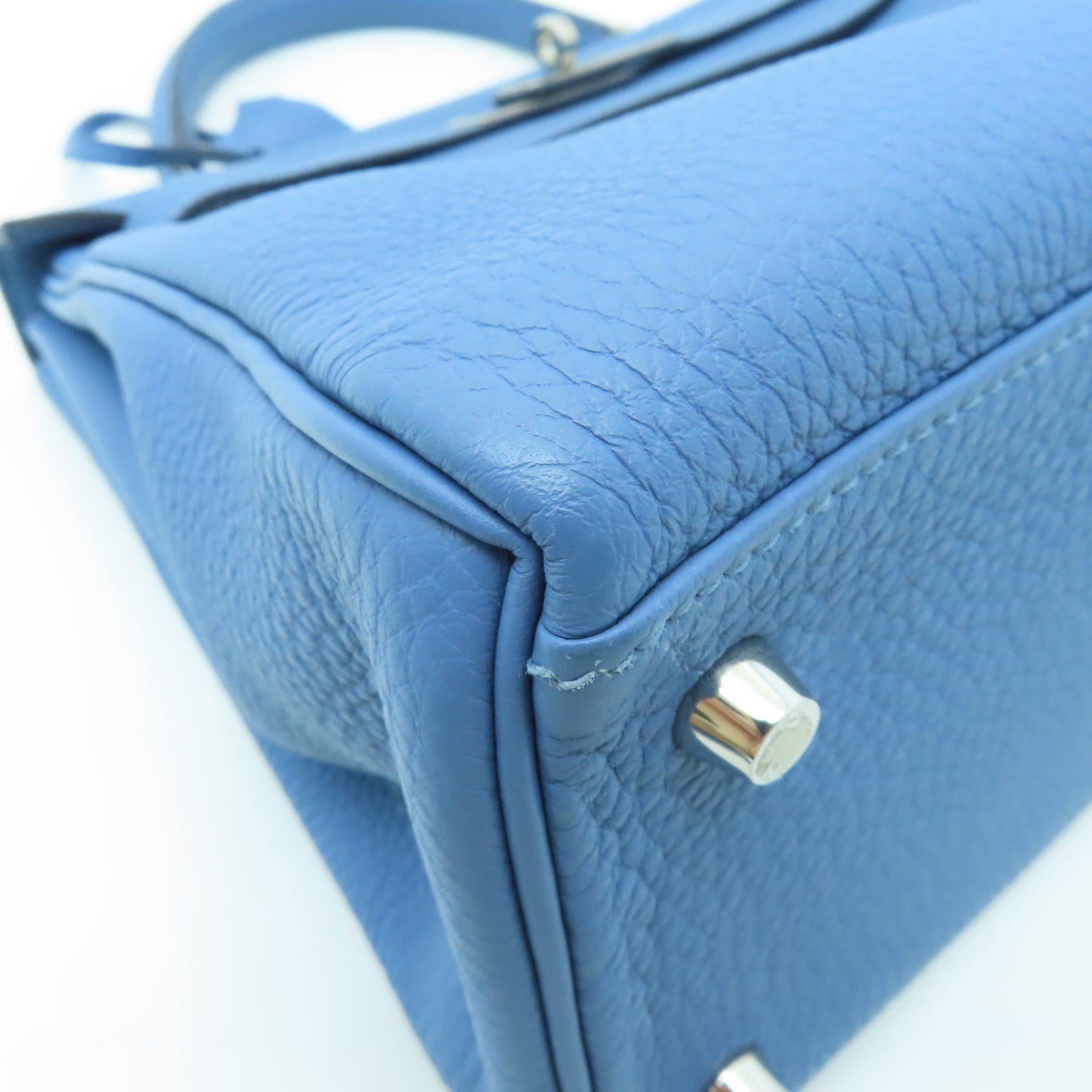 HERMES 【激減優惠】Togo皮革Kelly 28銀扣手挽肩背兩用袋藍色