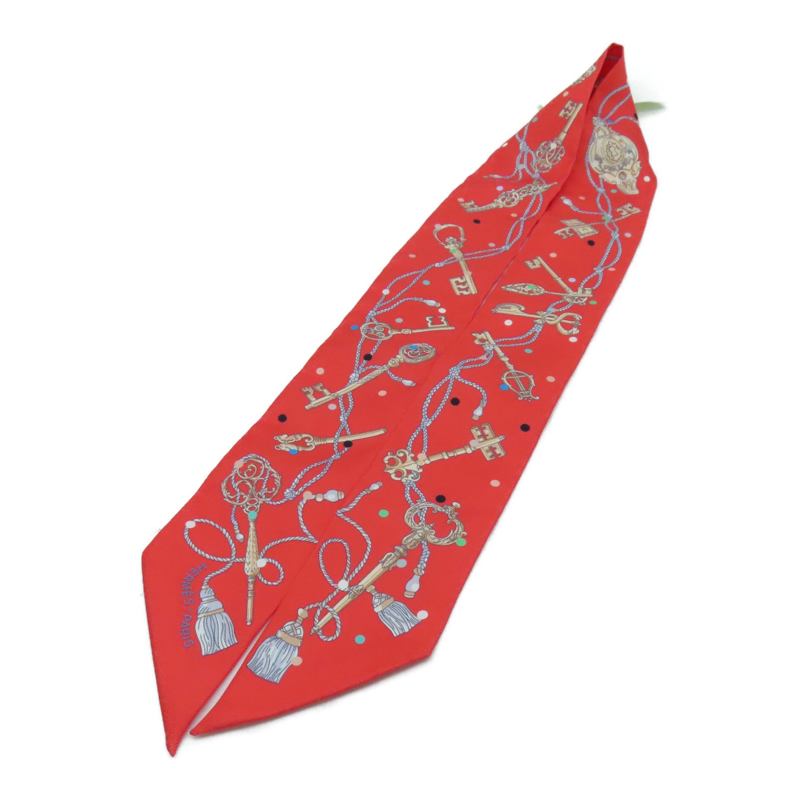 HERMES Silk Twilly Scarf Red