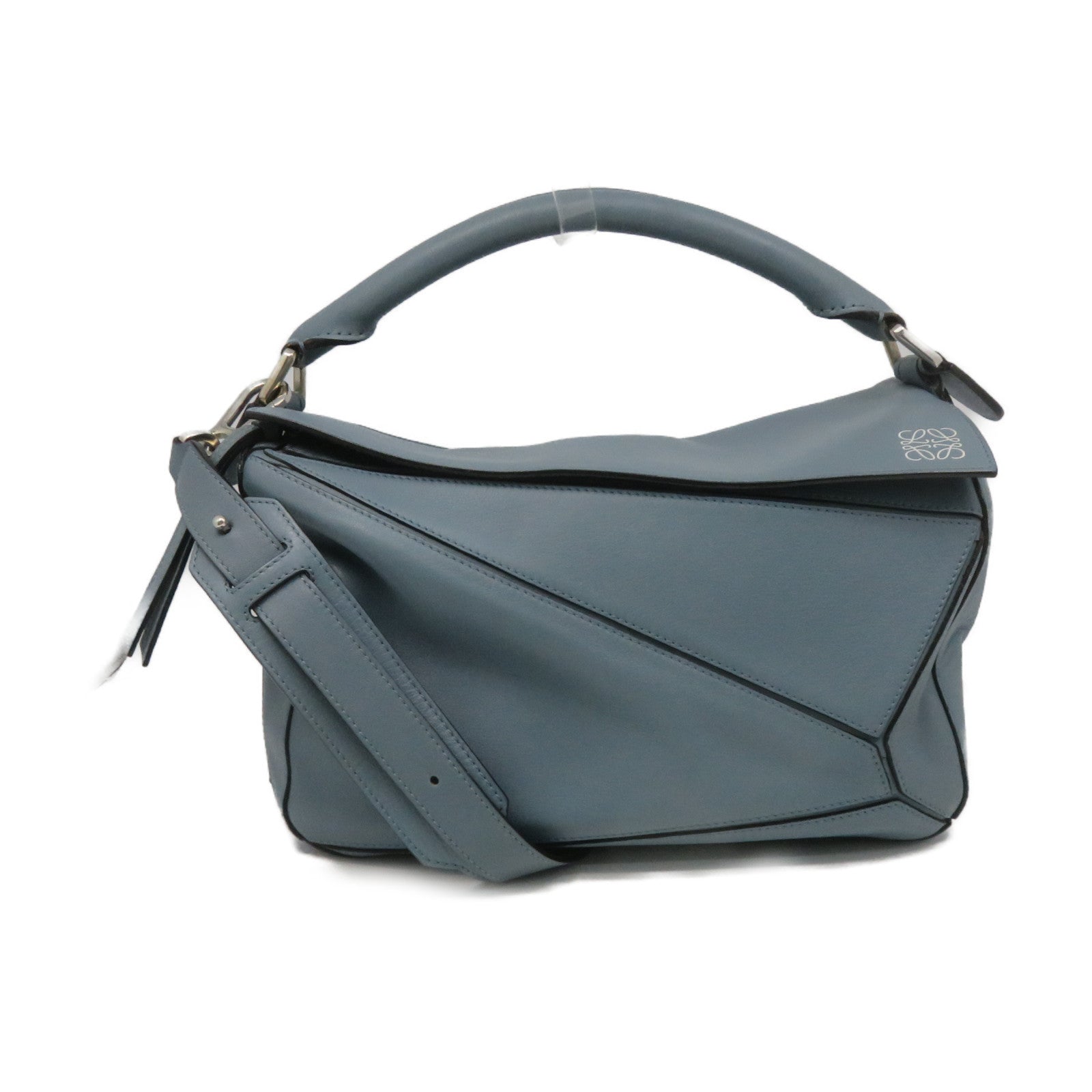 LOEWE 牛皮皮革Puzzle Bag Medium 2Way Shoulder Bag手挽肩背兩用袋藍色