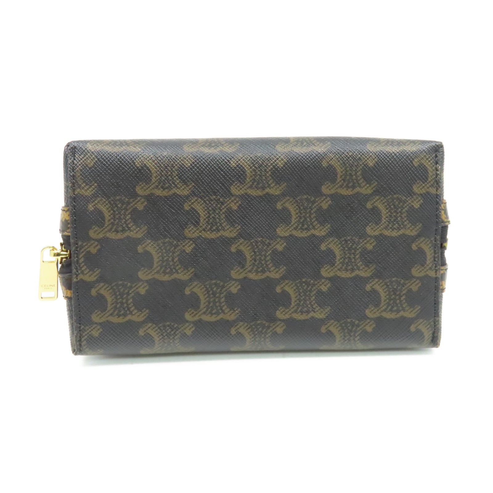 CELINE Triomphe帆布Chain Shoulder Bag金扣鏈帶肩背袋啡色