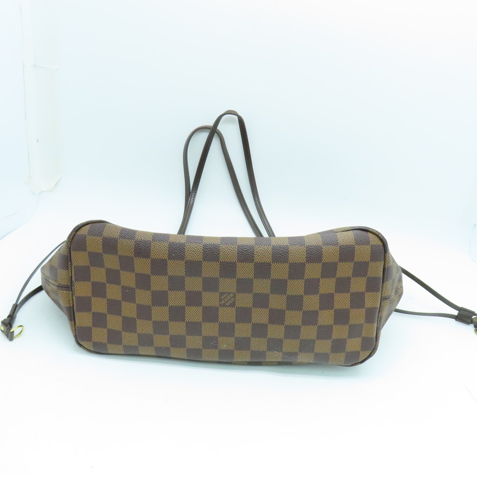 LOUIS VUITTON Damier Neverfull MM手挽袋金扣啡色
