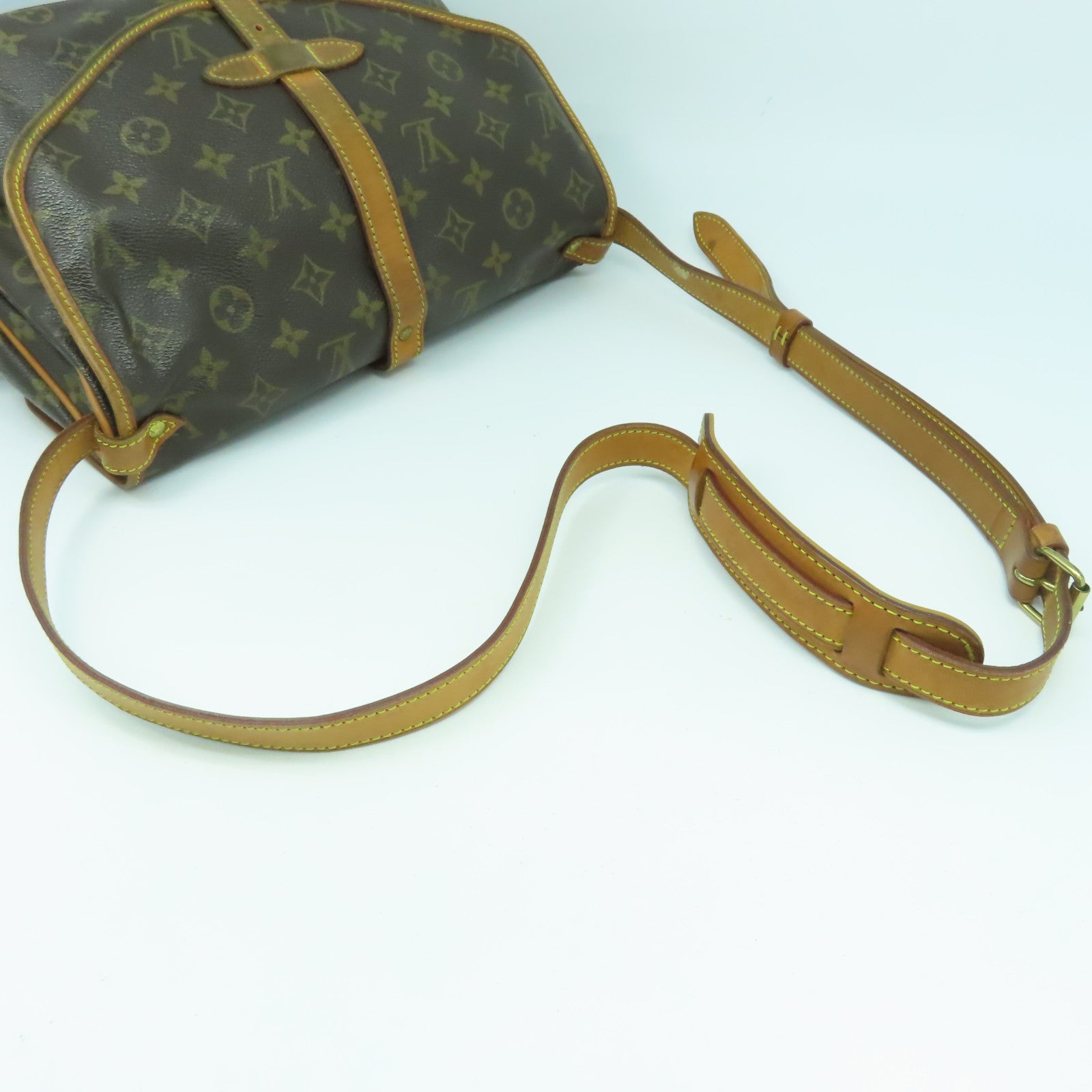 LOUIS VUITTON Monogram Saumur 30金扣肩背袋啡色