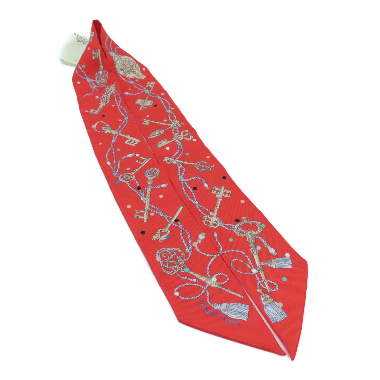 HERMES Silk Twilly Scarf Red