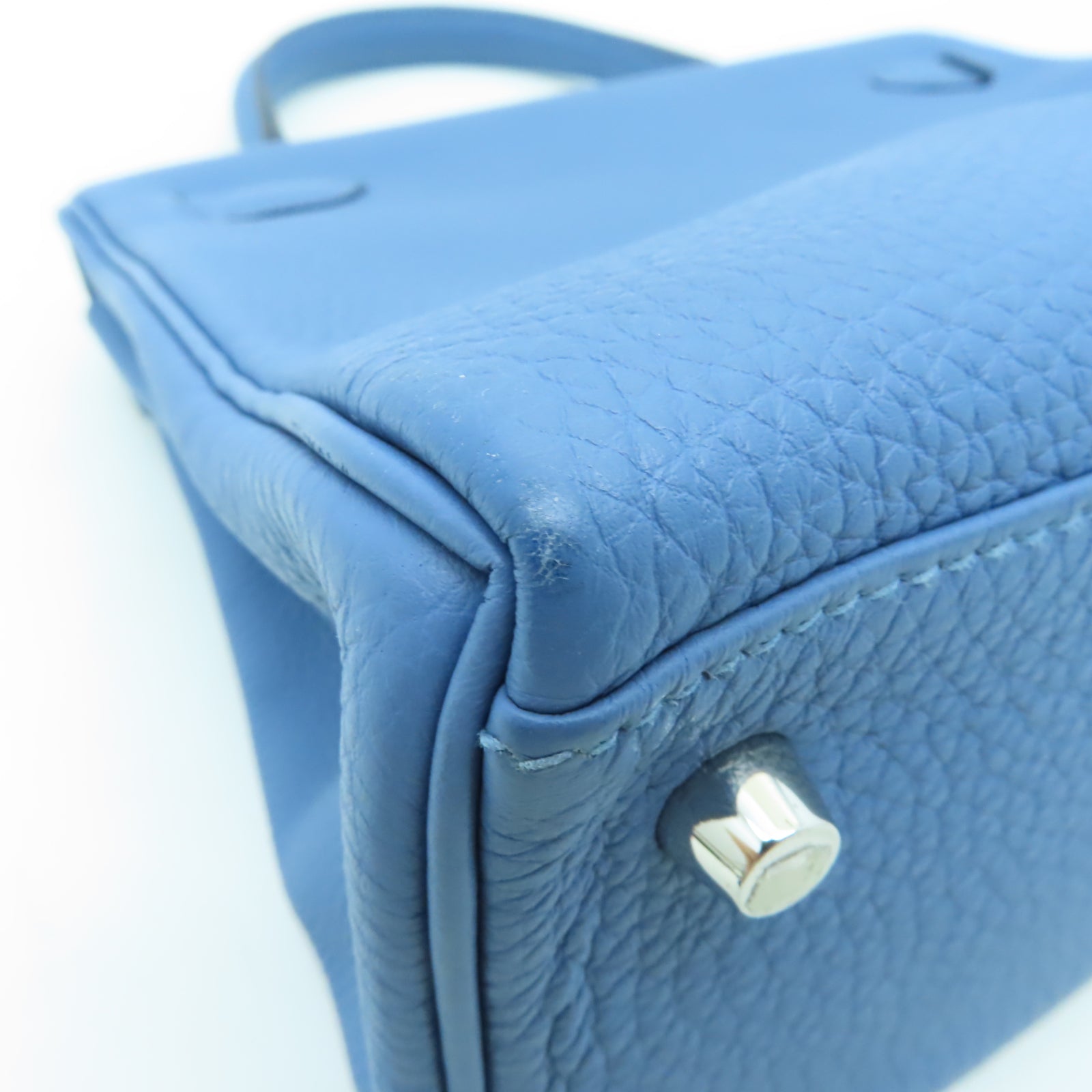HERMES 【激減優惠】Togo皮革Kelly 28銀扣手挽肩背兩用袋藍色