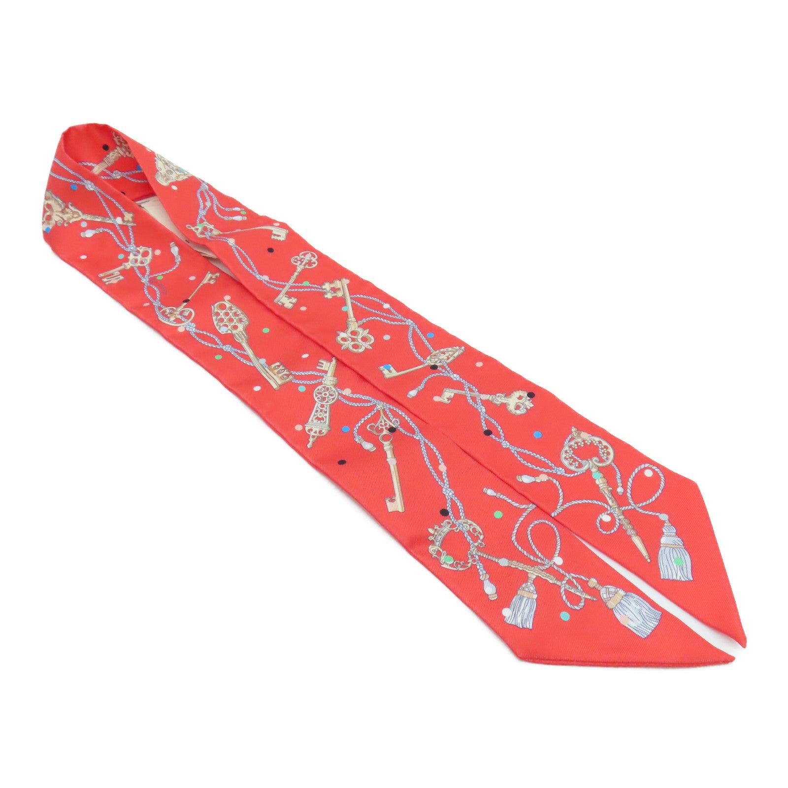 HERMES Silk Twilly Scarf Red