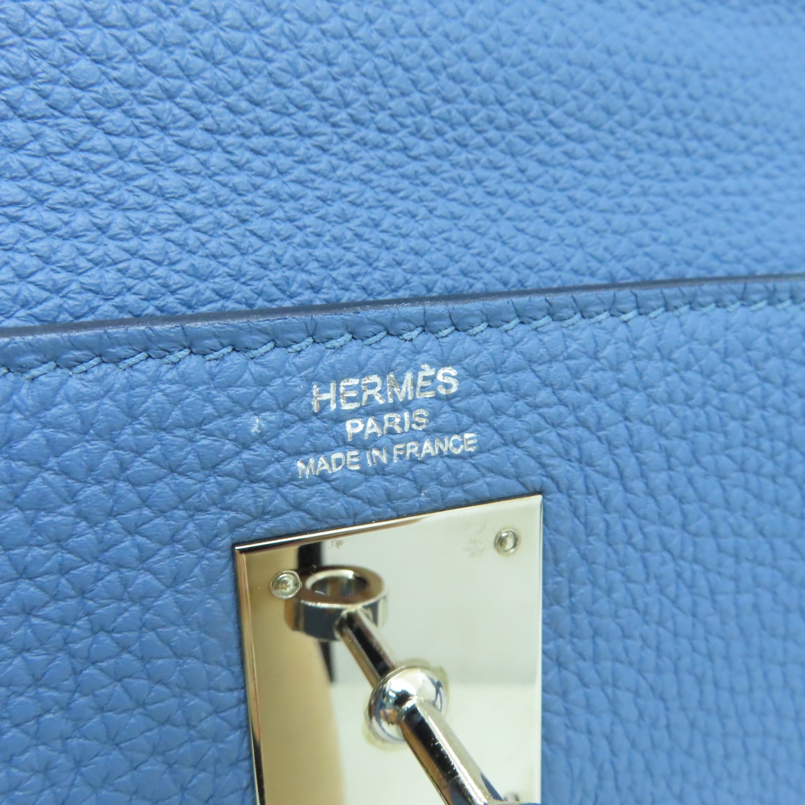 HERMES 【激減優惠】Togo皮革Kelly 28銀扣手挽肩背兩用袋藍色