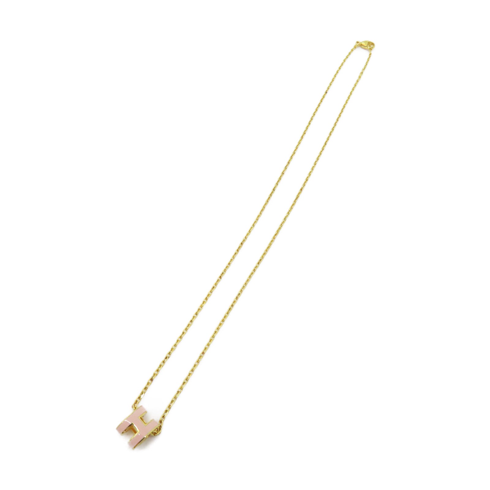 HERMES 金屬Mini Pop H Necklace項鍊粉紅色/金色