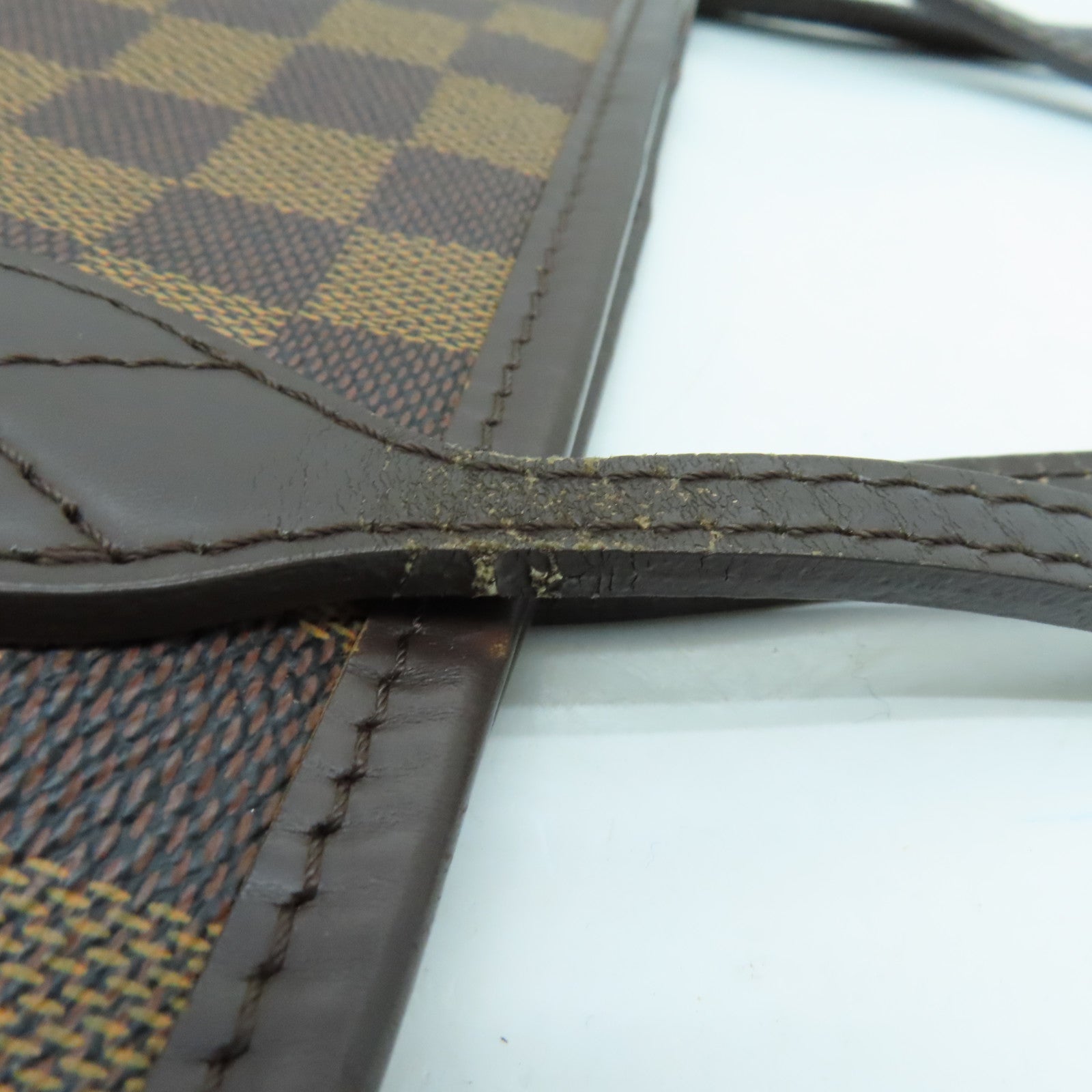 LOUIS VUITTON Damier Neverfull MM手挽袋金扣啡色