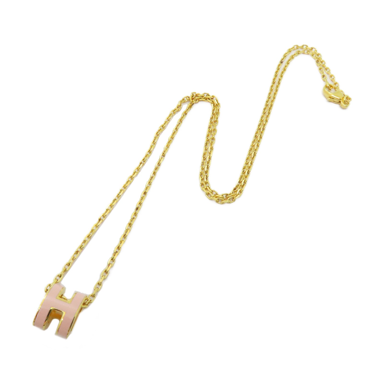 HERMES 金屬Mini Pop H Necklace項鍊粉紅色/金色