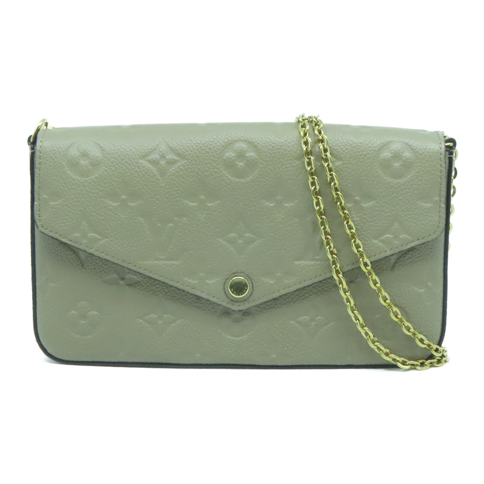 LOUIS VUITTON Monogram Empreinte Felicie Pochette金扣鏈帶肩背袋啡色