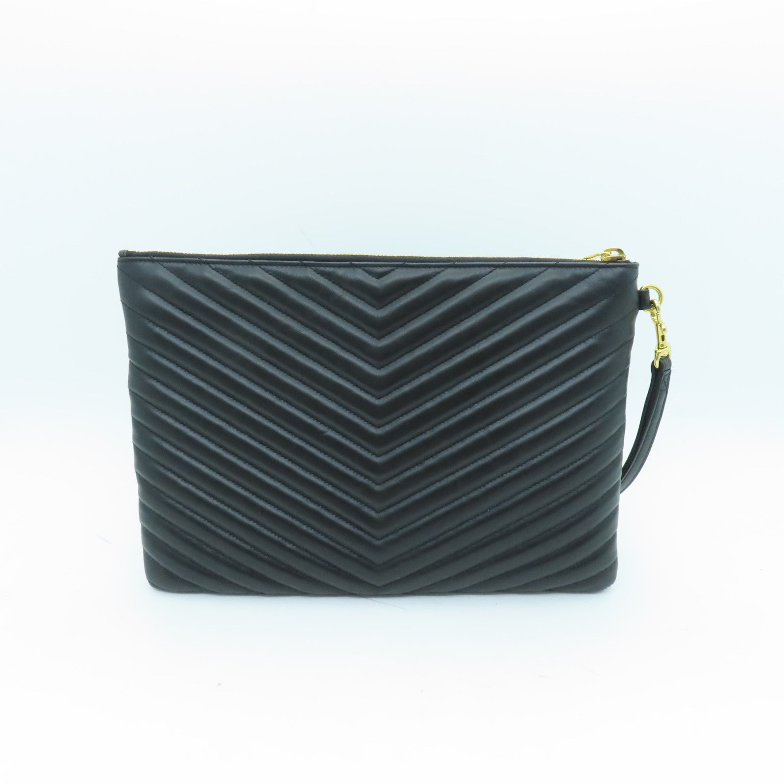 SAINT LAURENT 牛皮皮革Clutch Bag金扣手拿包黑色