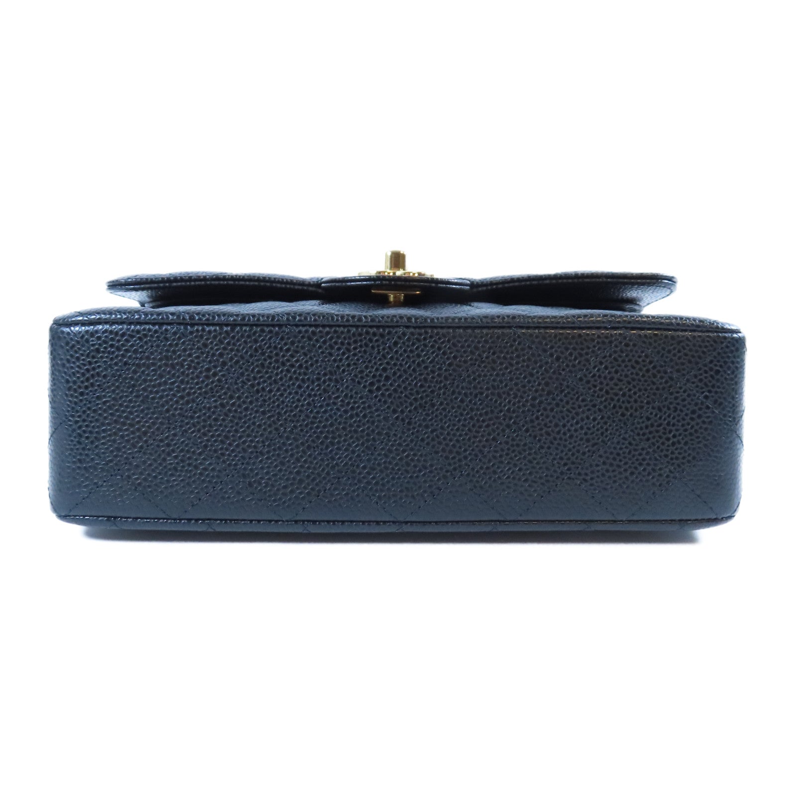 CHANEL 菱格Caviar皮革Classic 23cm金扣鏈帶肩背袋黑色