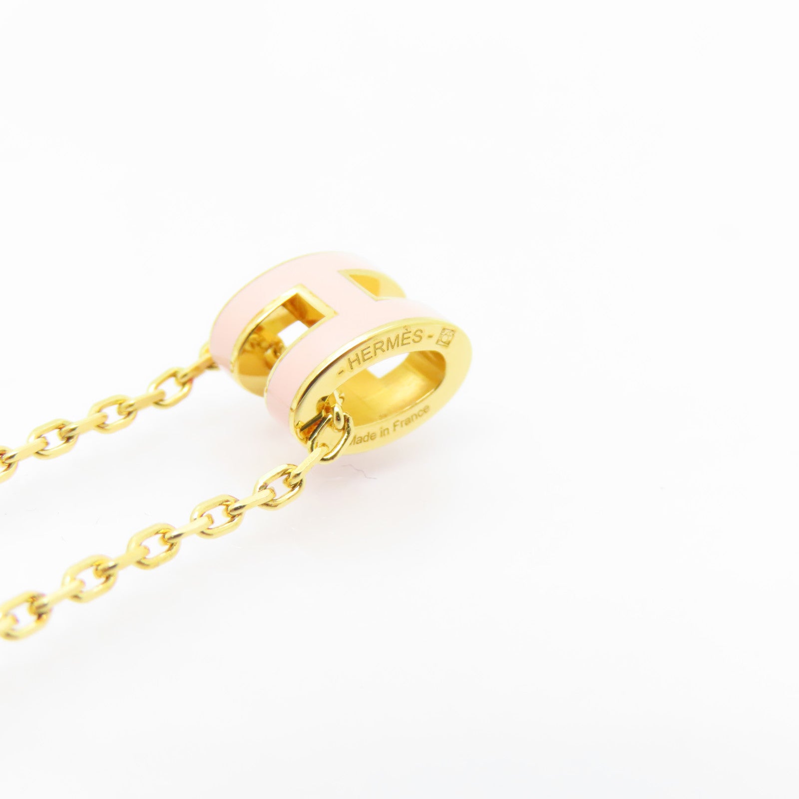 HERMES 金屬Mini Pop H Necklace項鍊粉紅色/金色