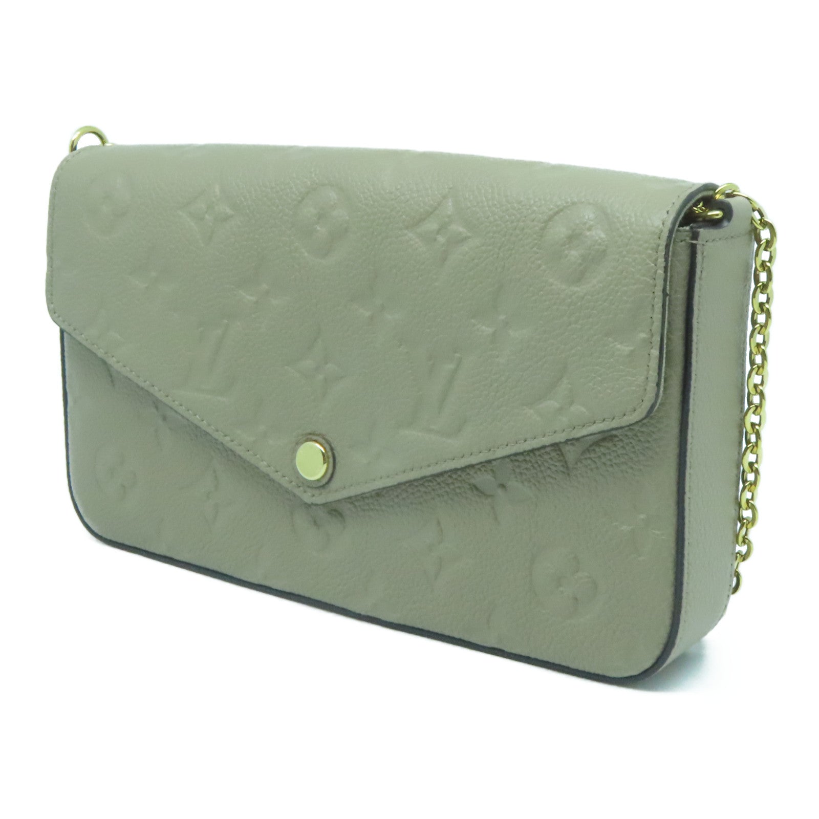 LOUIS VUITTON Monogram Empreinte Felicie Pochette金扣鏈帶肩背袋啡色