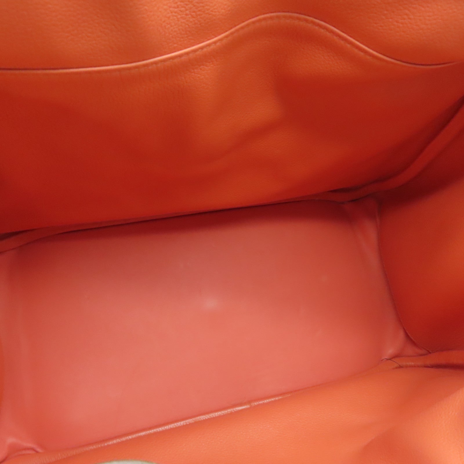HERMES Evercolor皮革Lindy 34银扣手挽肩背两用袋橙色