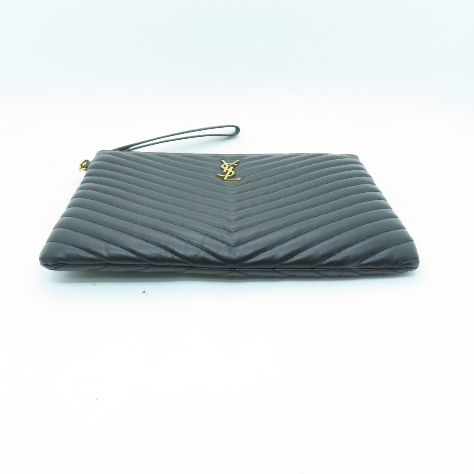 SAINT LAURENT 牛皮皮革Clutch Bag金扣手拿包黑色