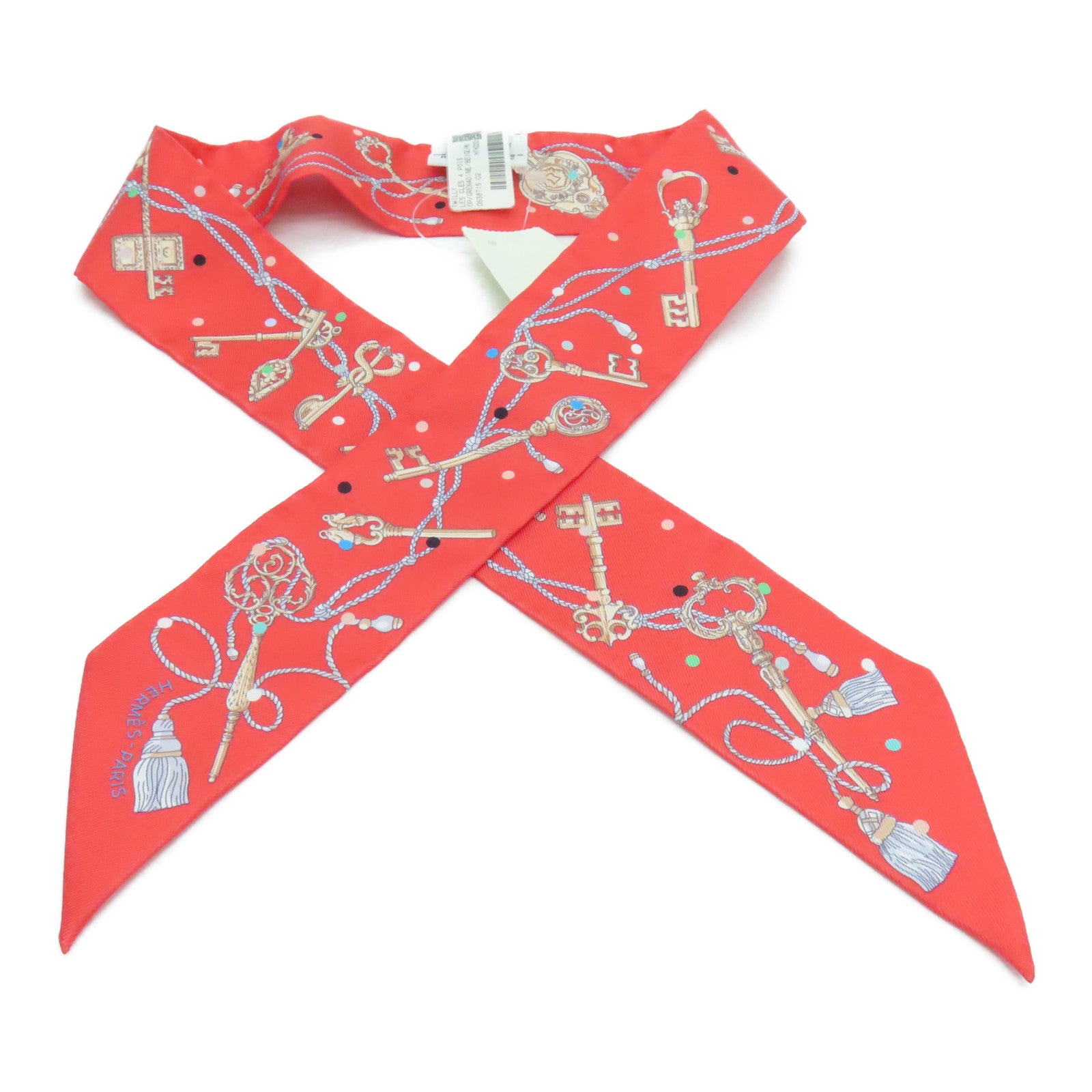 HERMES Silk Twilly Scarf Red