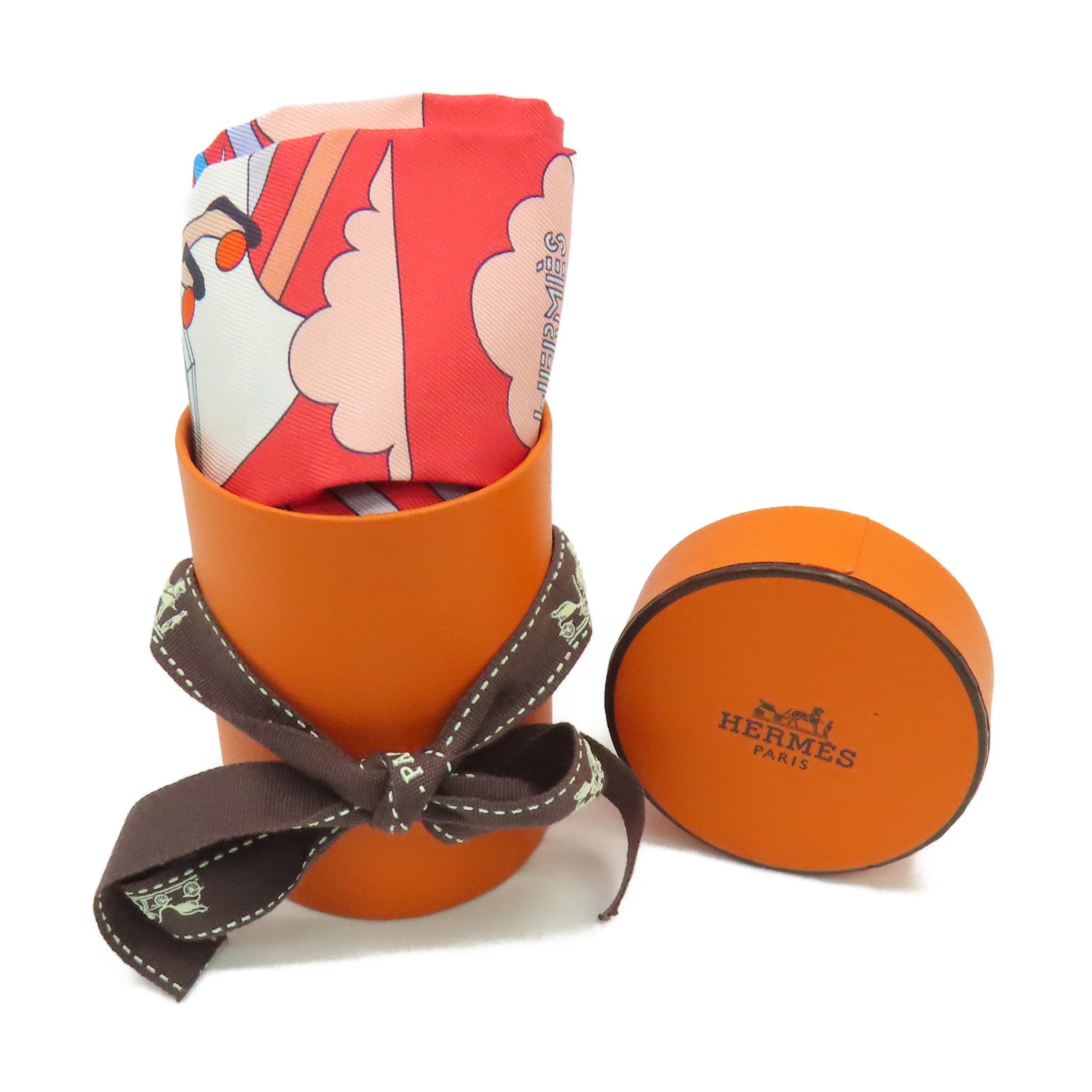 HERMES 絲質Twilly Scarf絲巾桃紅色/淺藍色/彩色