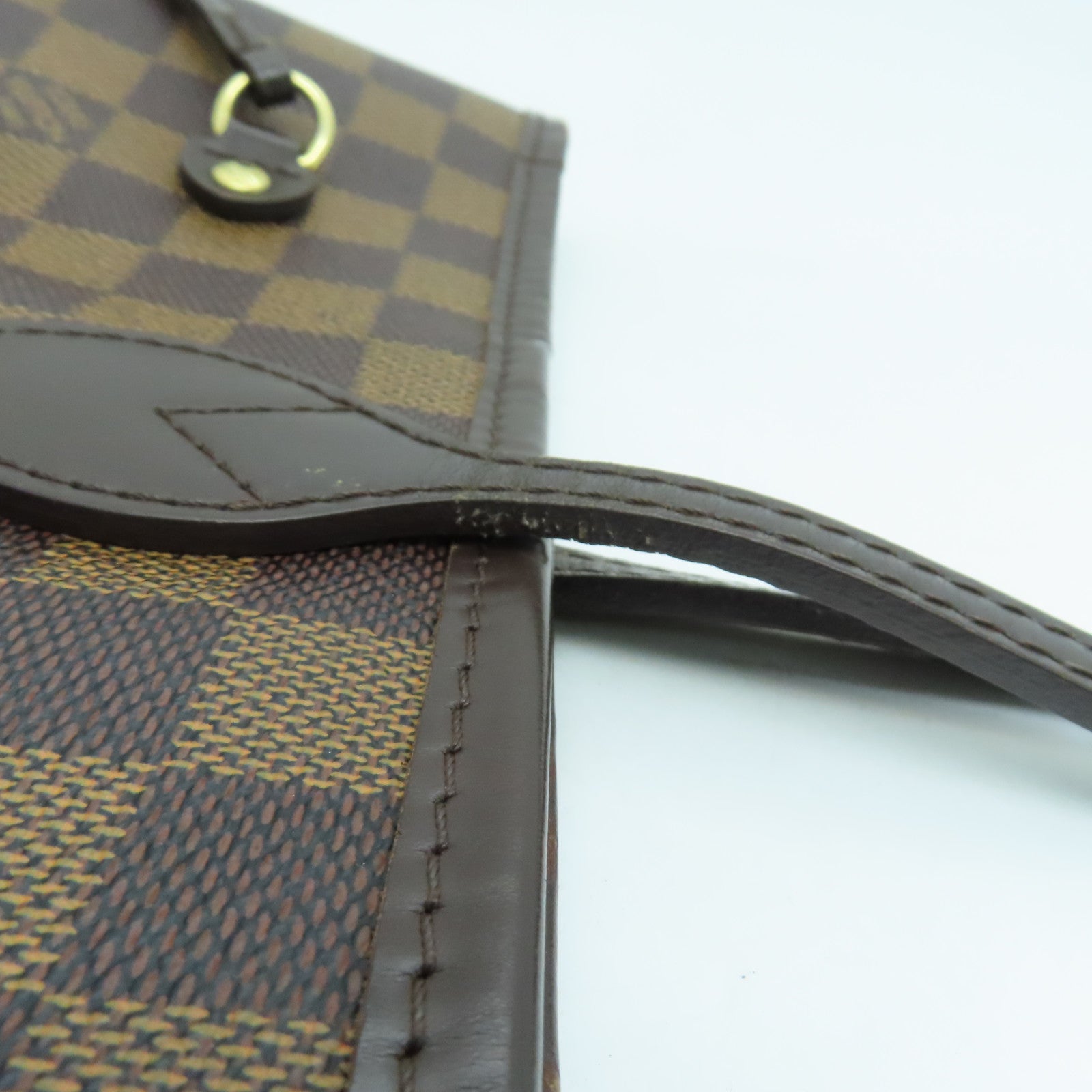 LOUIS VUITTON Damier Neverfull MM手挽袋金扣啡色