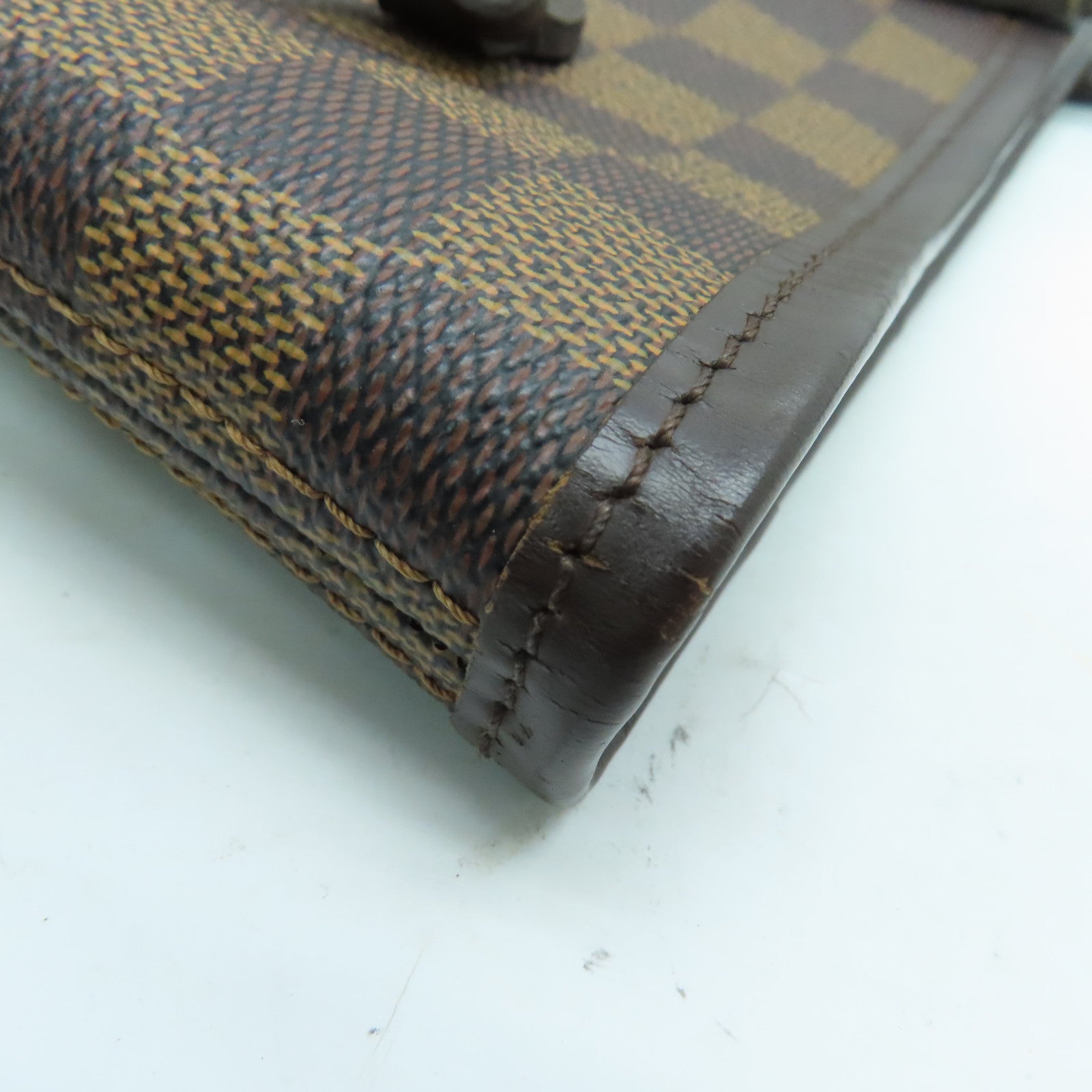 LOUIS VUITTON Damier Neverfull MM手挽袋金扣啡色