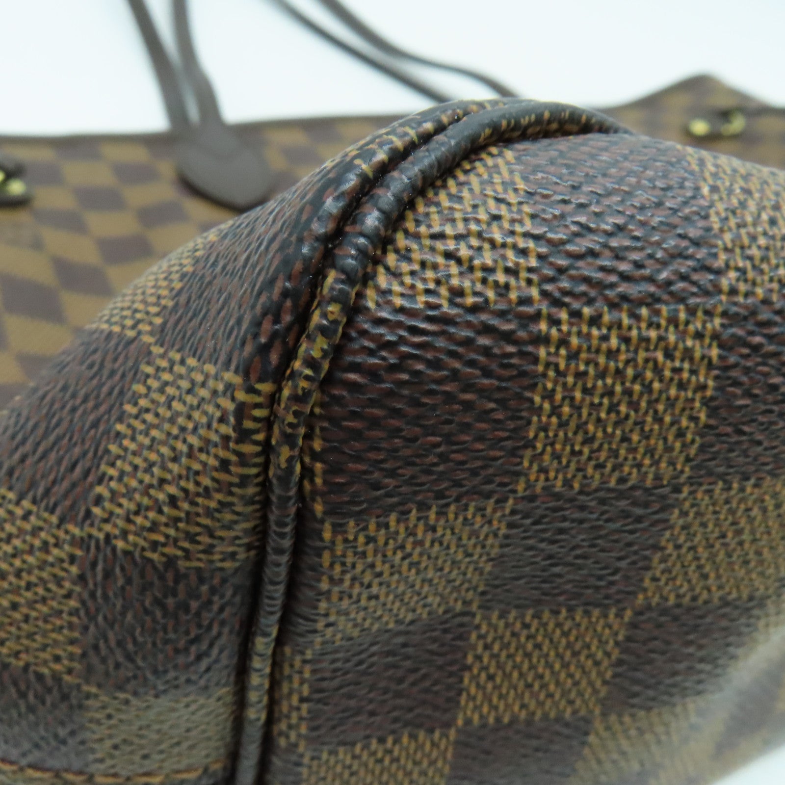 LOUIS VUITTON Damier Neverfull MM手挽袋金扣啡色