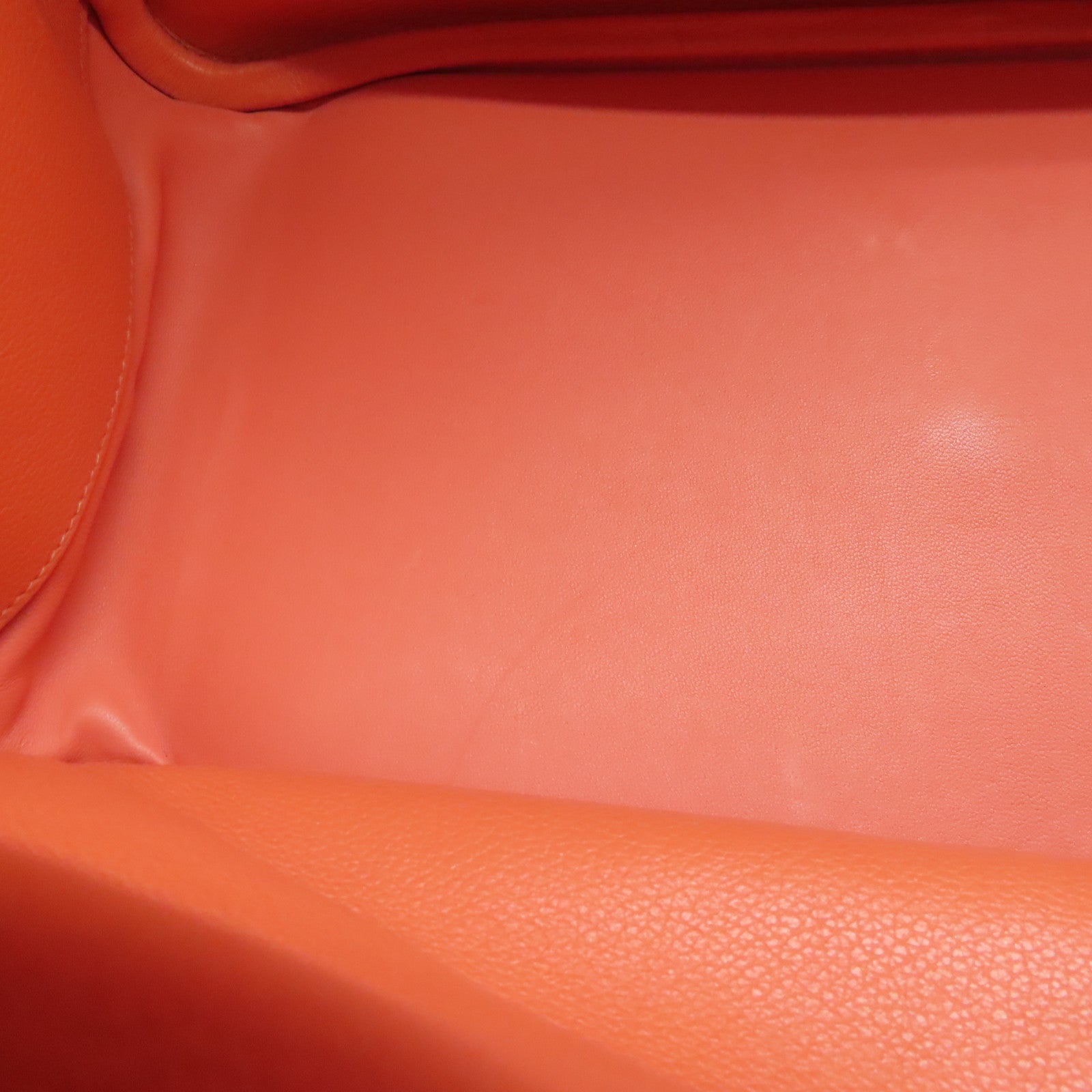 HERMES Evercolor皮革Lindy 34银扣手挽肩背两用袋橙色