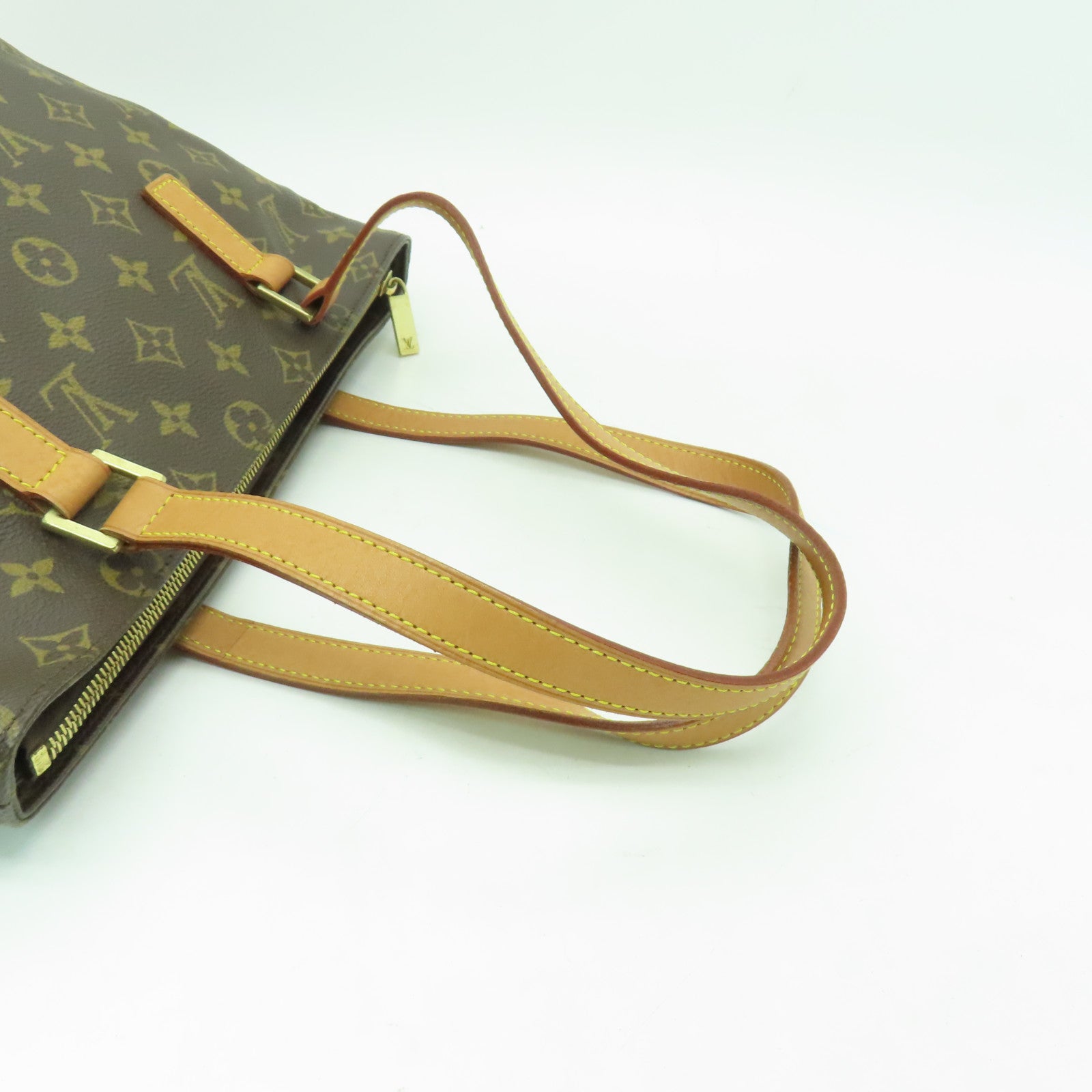 LOUIS VUITTON Monogram Cabas Piano金扣手挽袋棕色